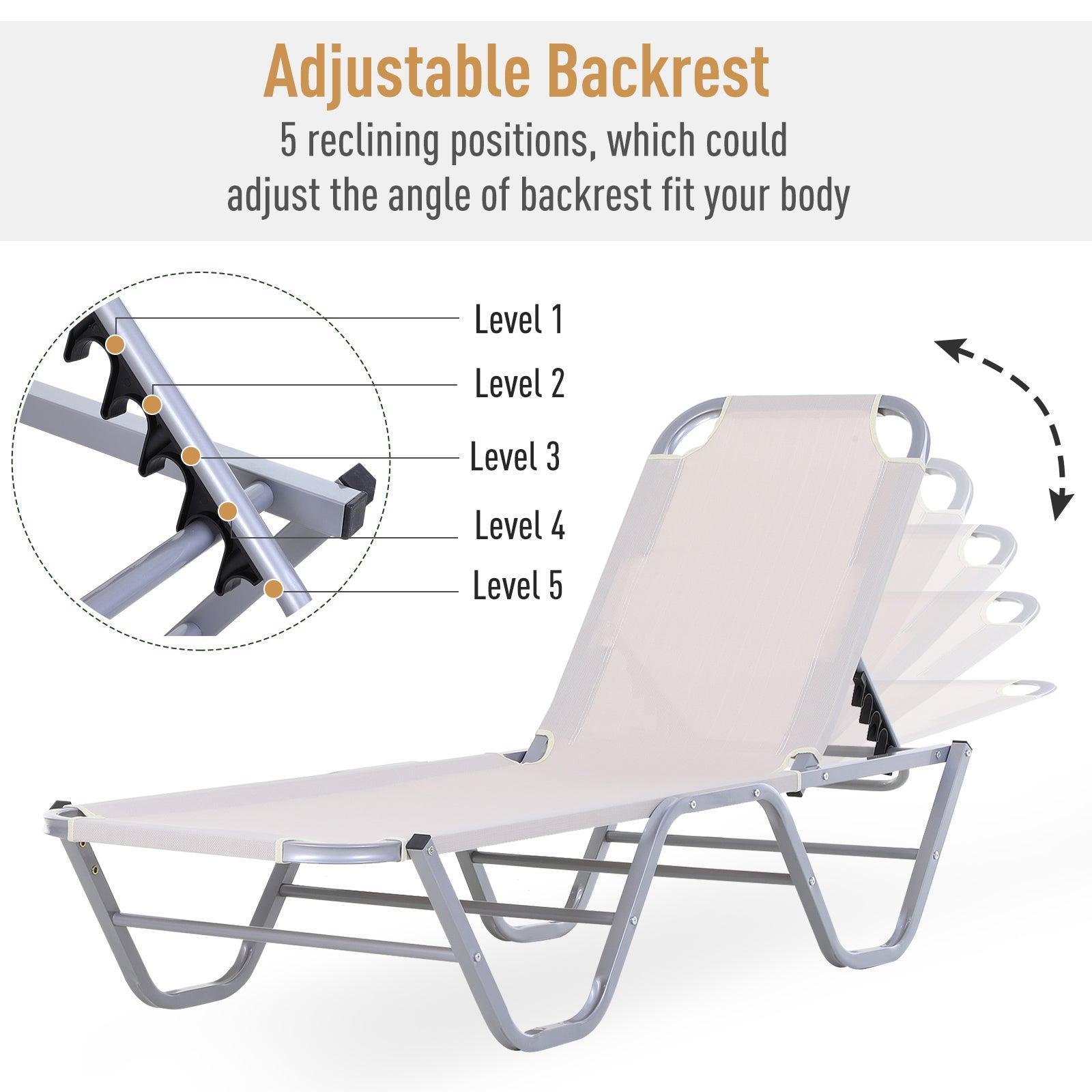 Outsunny Adjustable Sun Lounger Recliner for Pool or Sun Bathing - ALL4U RETAILER LTD