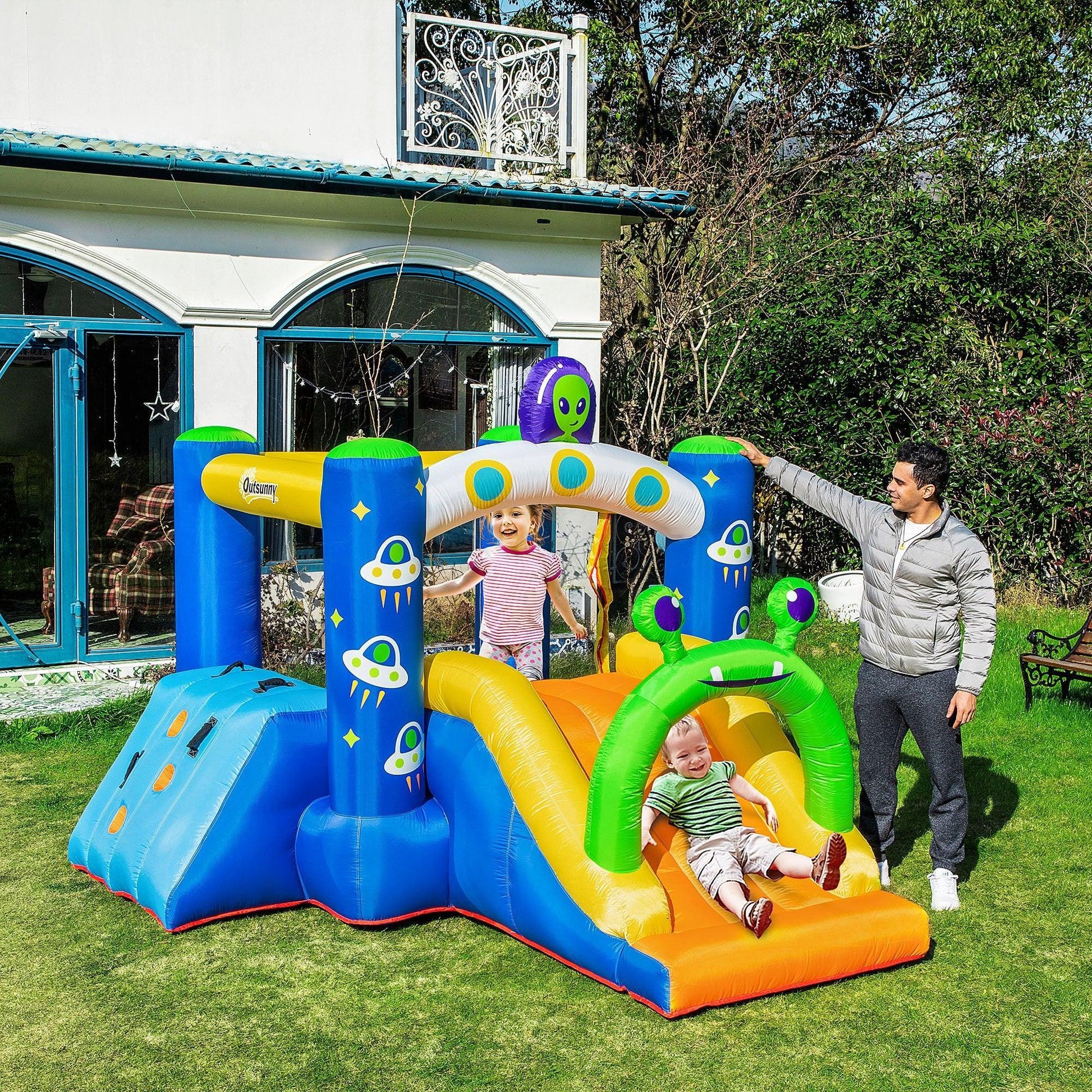 Outsunny Alien Kids Bounce Castle - 4-in-1 Inflatable Fun - ALL4U RETAILER LTD