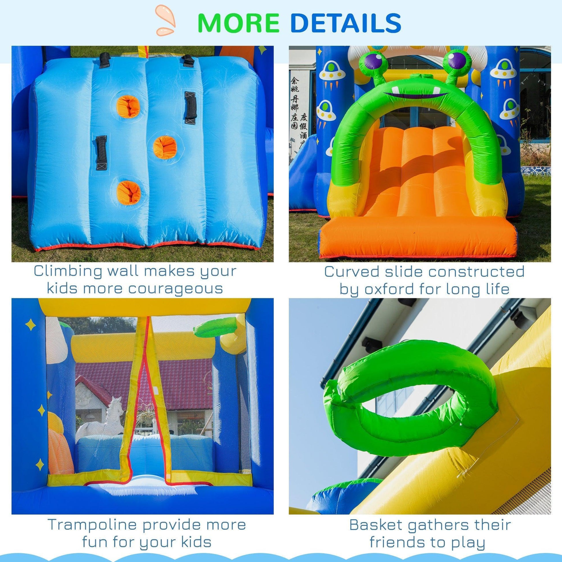 Outsunny Alien Kids Bounce Castle - 4-in-1 Inflatable Fun - ALL4U RETAILER LTD