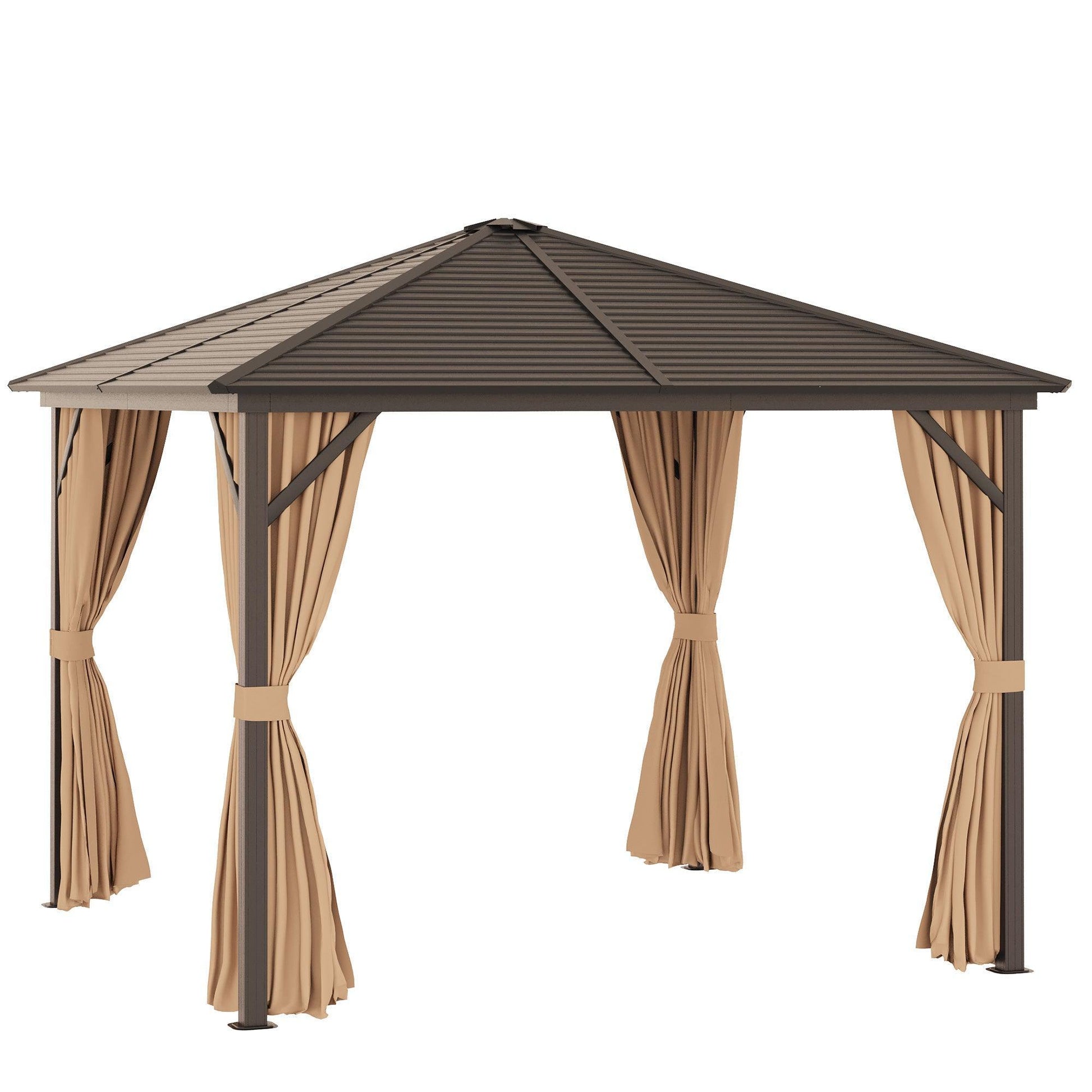 Outsunny Aluminium Gazebo: Brown Canopy with Side Walls - ALL4U RETAILER LTD