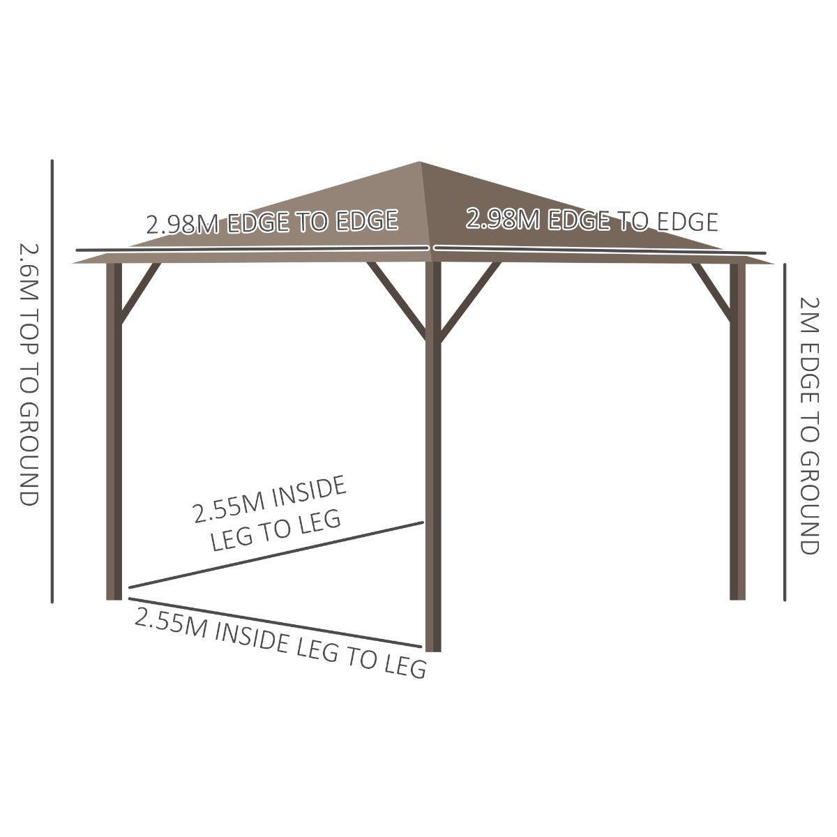 Outsunny Aluminium Gazebo: Brown Canopy with Side Walls - ALL4U RETAILER LTD