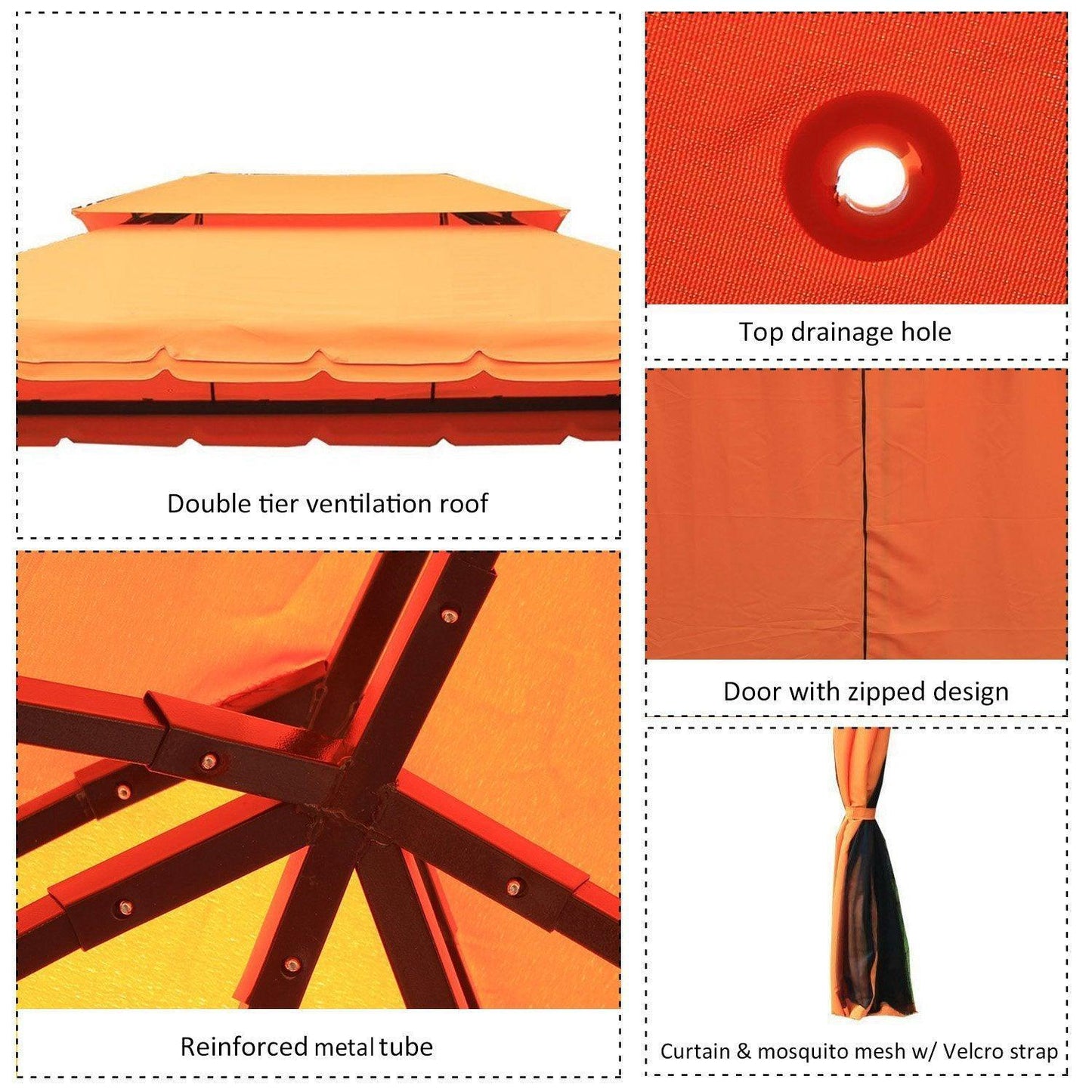 Outsunny Aluminium Gazebo Pavilion Tent - Orange - ALL4U RETAILER LTD