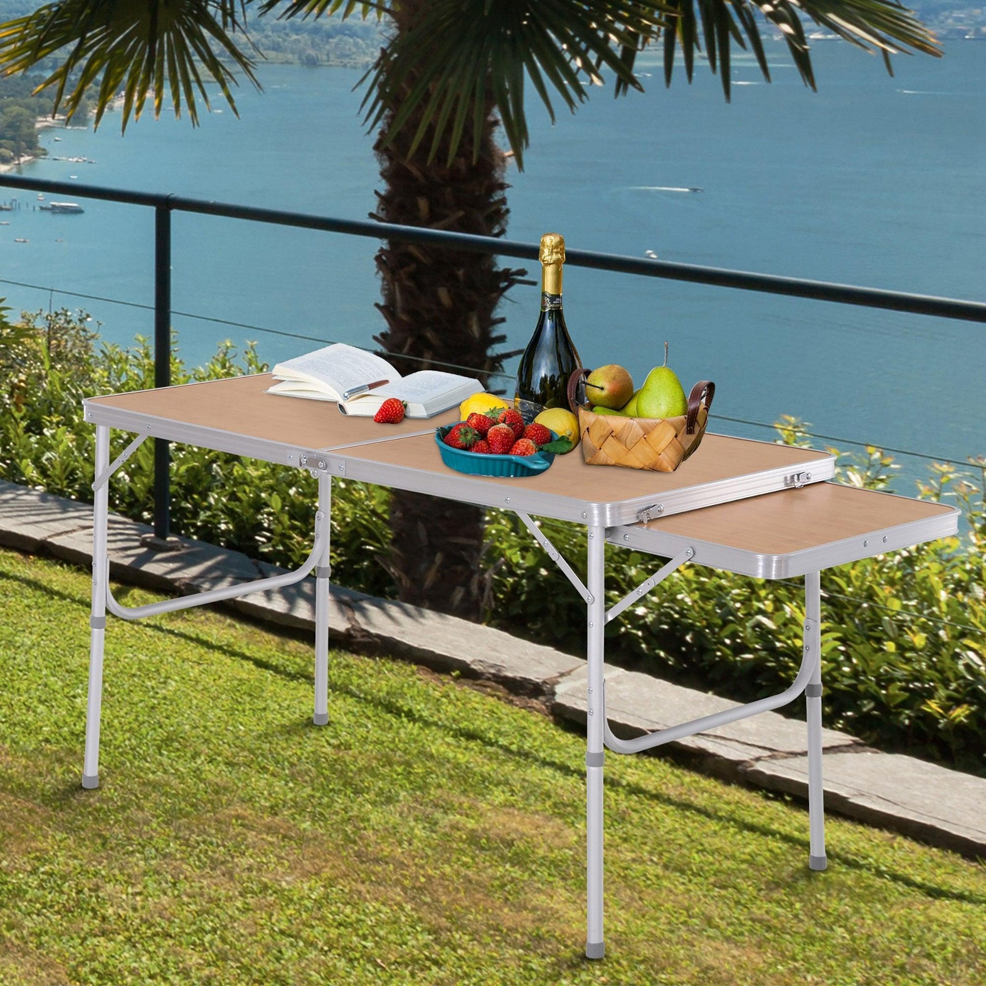 Outsunny Aluminium MDF Top 4ft Folding Outdoor Table - ALL4U RETAILER LTD