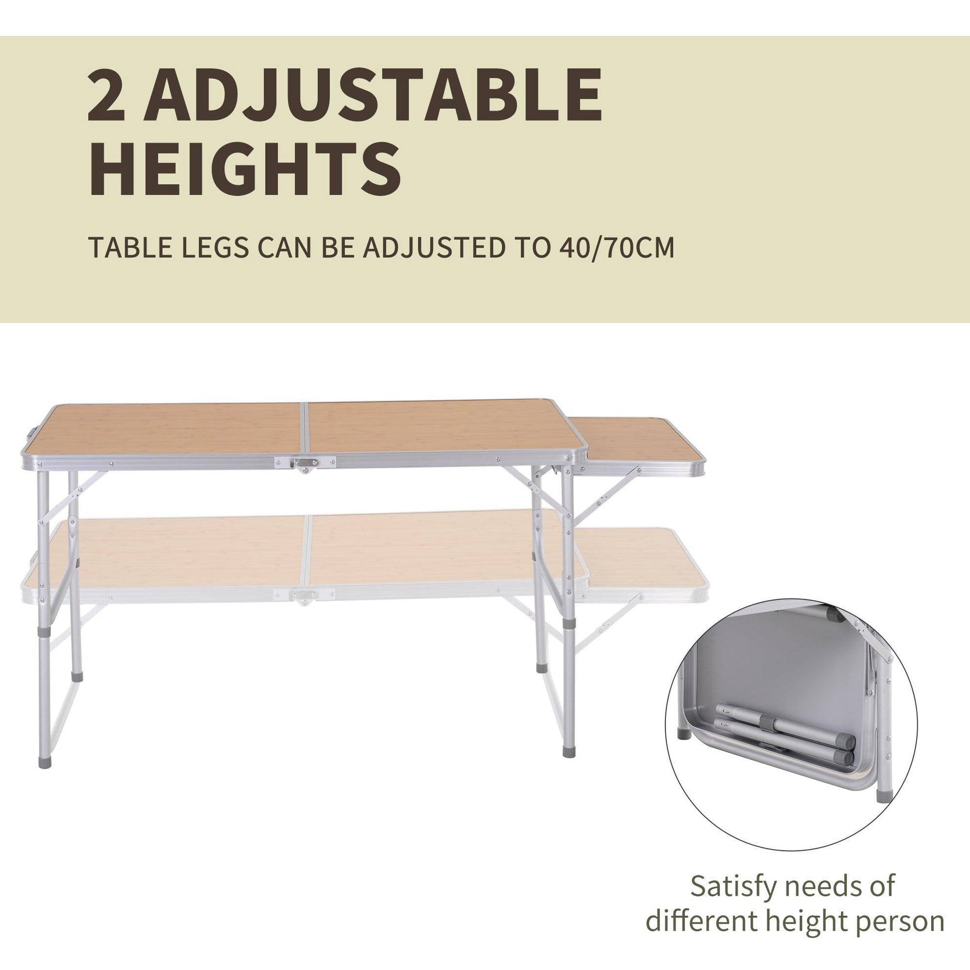 Outsunny Aluminium MDF Top 4ft Folding Outdoor Table - ALL4U RETAILER LTD