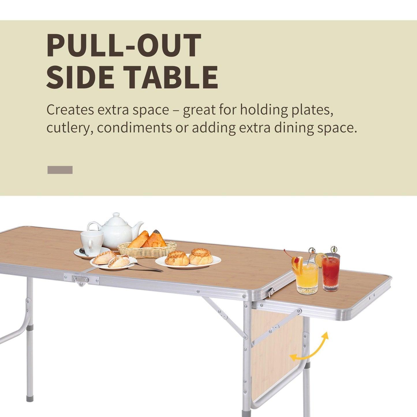 Outsunny Aluminium MDF Top 4ft Folding Outdoor Table - ALL4U RETAILER LTD