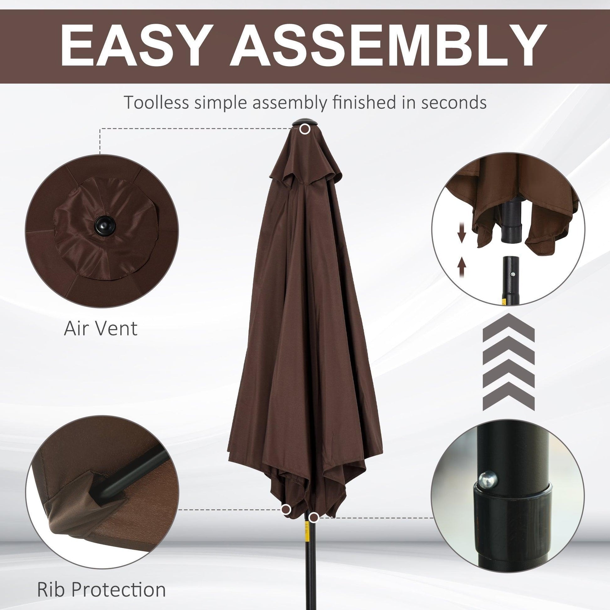 Outsunny Aluminium Patio Umbrella - Easy Tilt & Crank - ALL4U RETAILER LTD