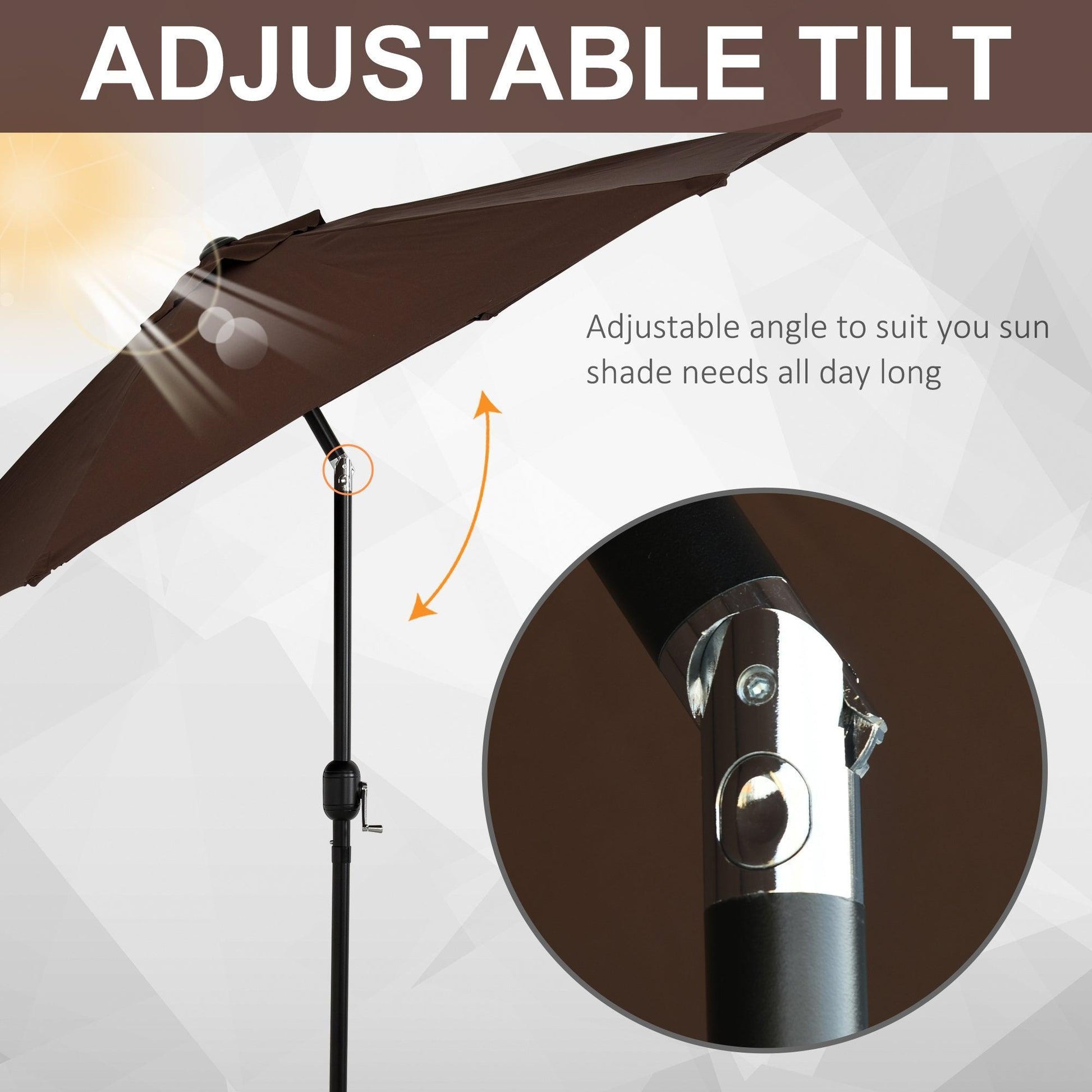 Outsunny Aluminium Patio Umbrella - Easy Tilt & Crank - ALL4U RETAILER LTD