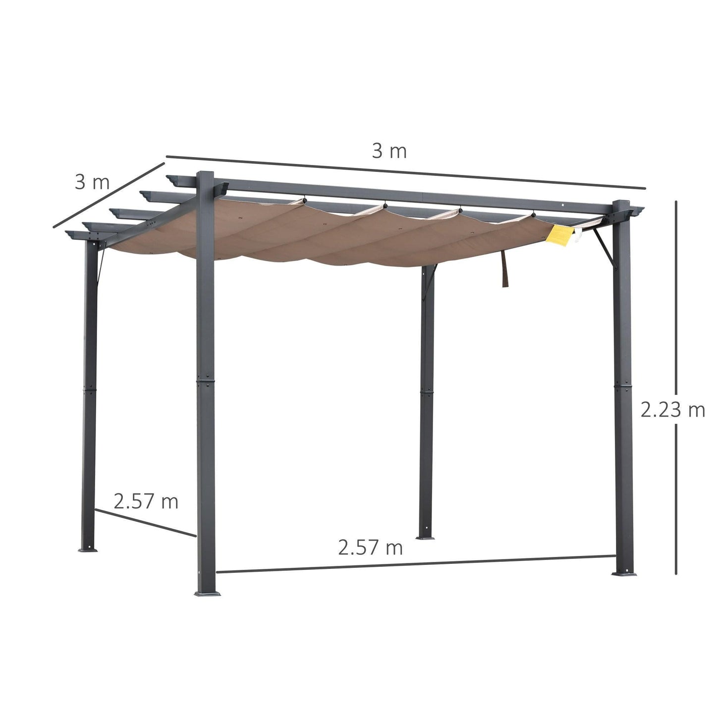 Outsunny Aluminium Sun Shelter Gazebo - 3x3m Outdoor Canopy - ALL4U RETAILER LTD