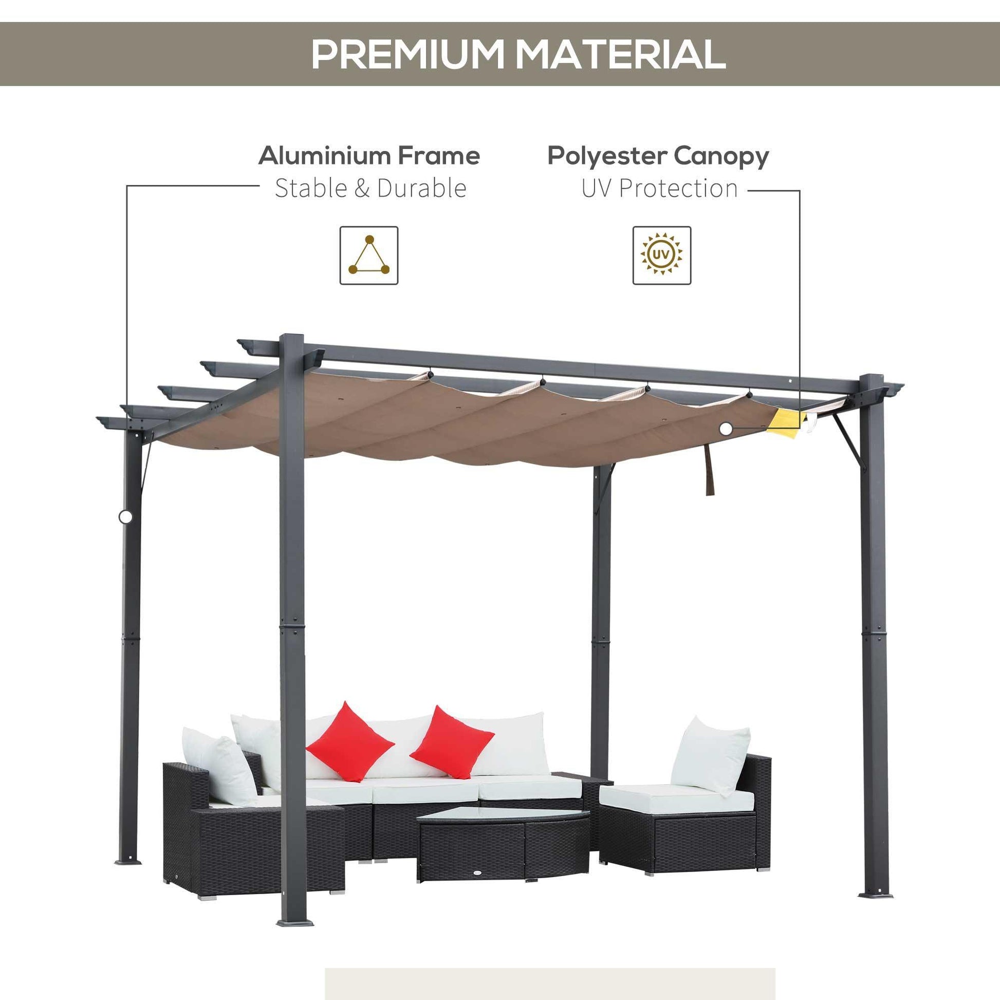 Outsunny Aluminium Sun Shelter Gazebo - 3x3m Outdoor Canopy - ALL4U RETAILER LTD