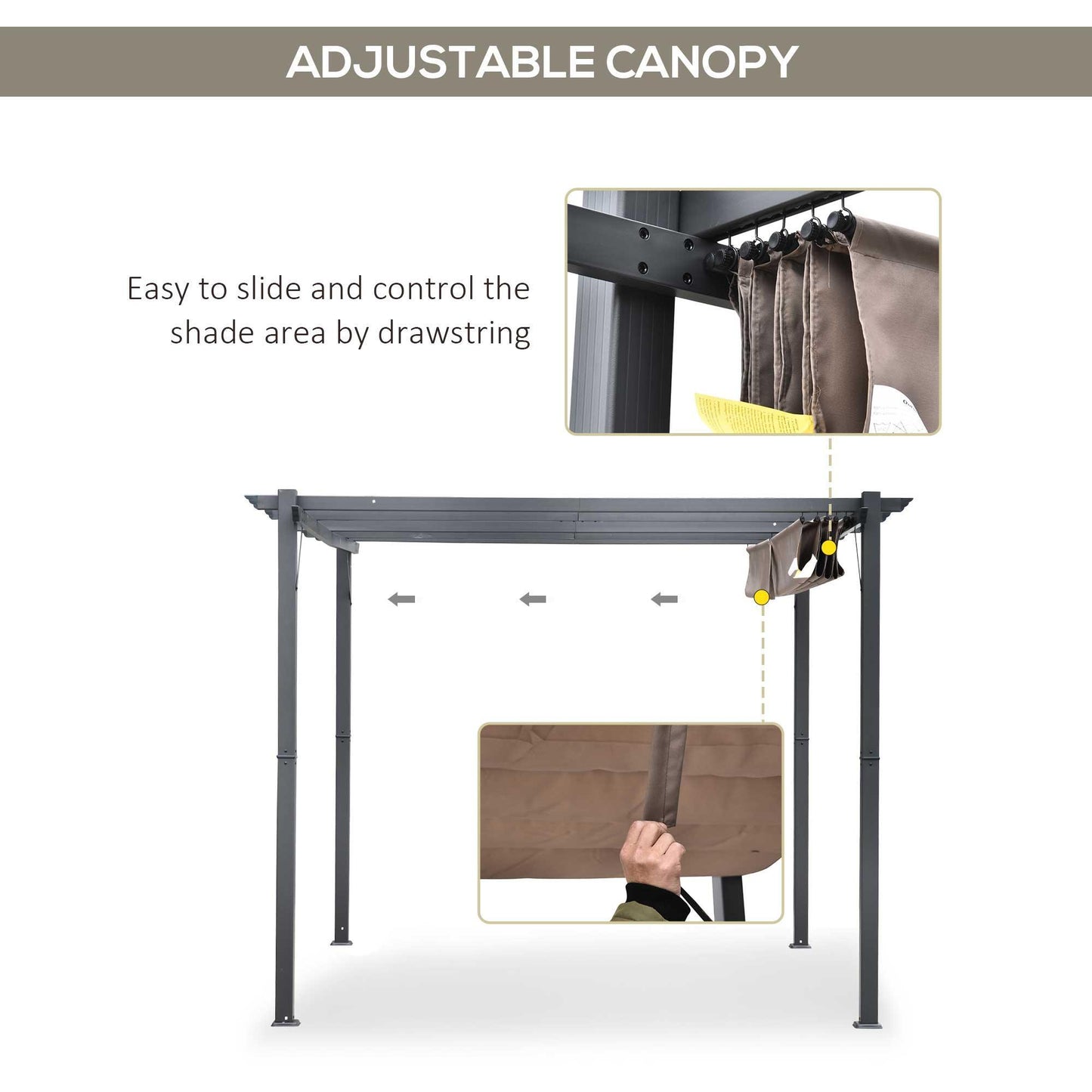 Outsunny Aluminium Sun Shelter Gazebo - 3x3m Outdoor Canopy - ALL4U RETAILER LTD