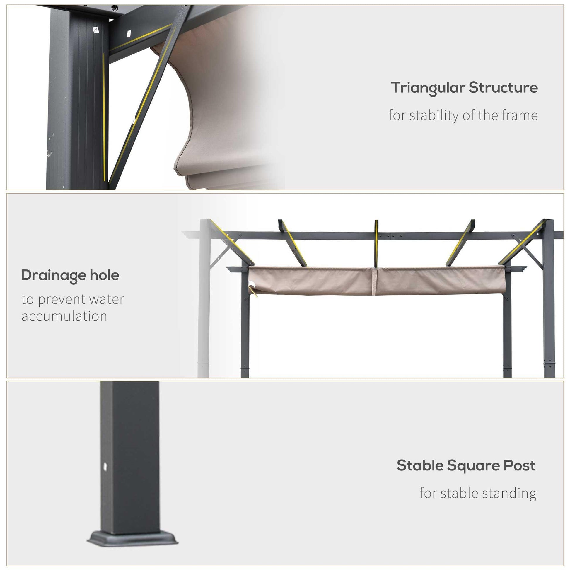 Outsunny Aluminium Sun Shelter Gazebo - 3x3m Outdoor Canopy - ALL4U RETAILER LTD