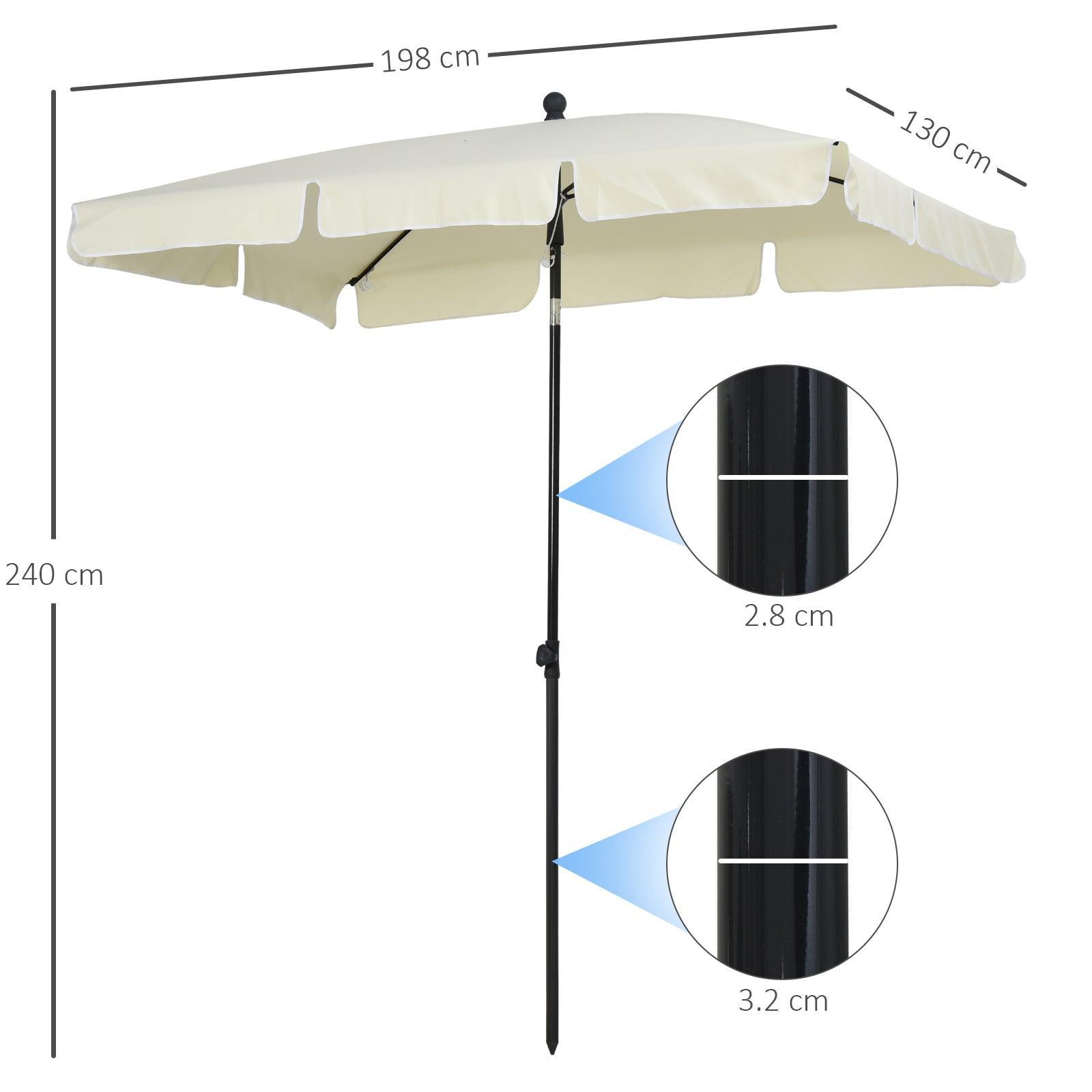 Outsunny Aluminium Sun Umbrella 2M x 1.25M Cream - ALL4U RETAILER LTD