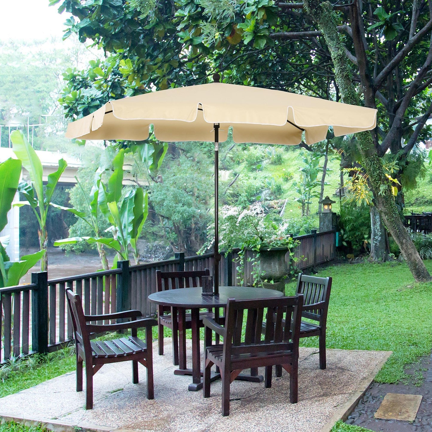 Outsunny Aluminium Sun Umbrella Parasol - Rectangular 2M x 1.25M Beige - ALL4U RETAILER LTD