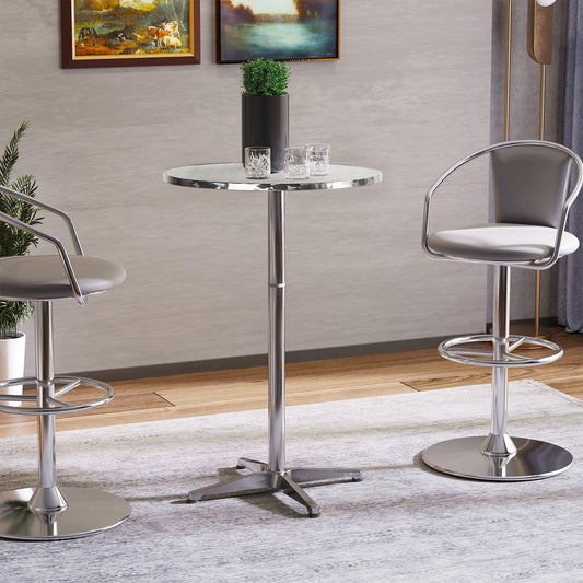 Outsunny Aluminum Bistro Table - Adjustable Heights: 70cm/110cm - ALL4U RETAILER LTD