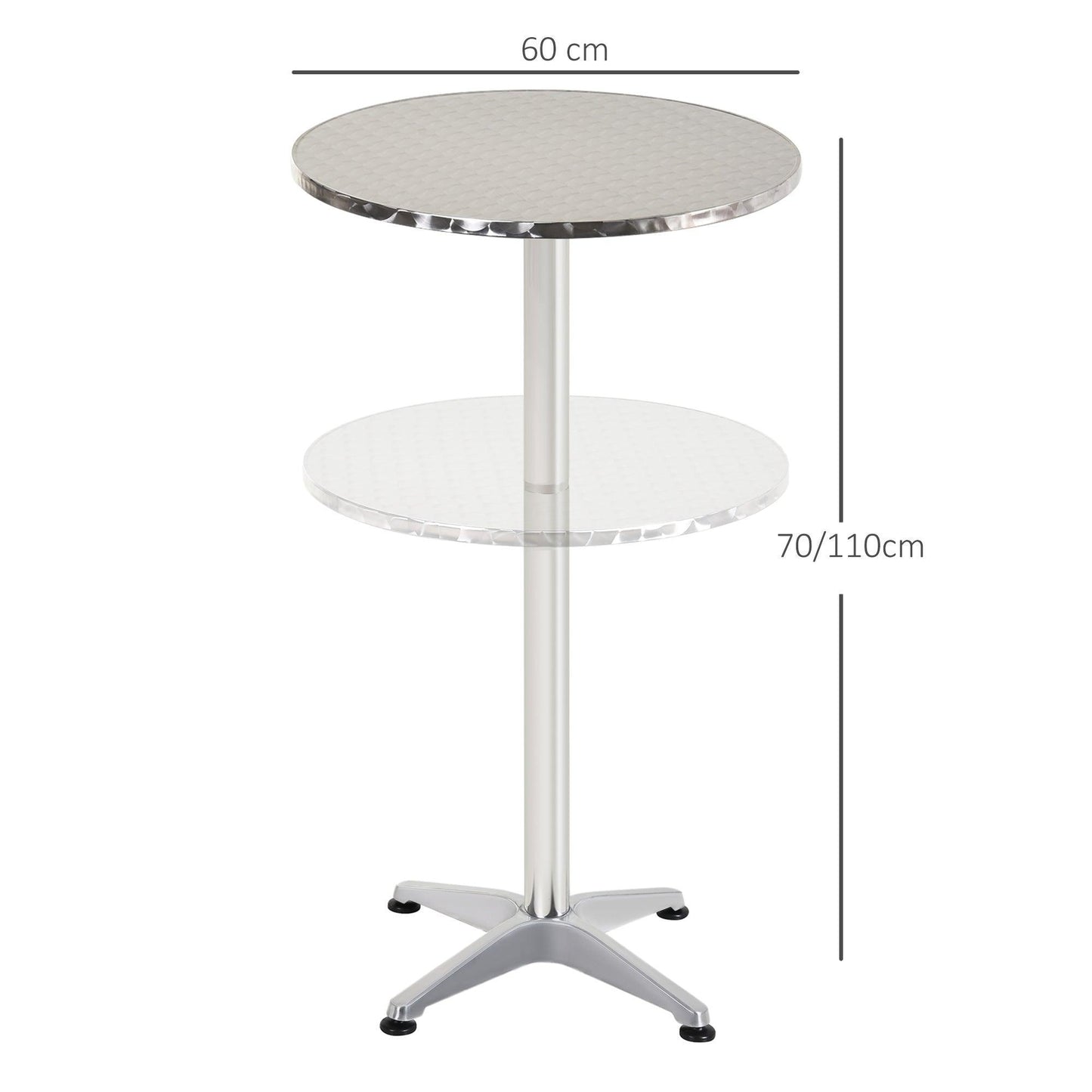 Outsunny Aluminum Bistro Table - Adjustable Heights: 70cm/110cm - ALL4U RETAILER LTD