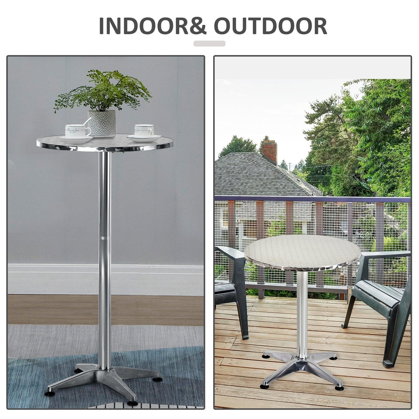 Outsunny Aluminum Bistro Table - Adjustable Heights: 70cm/110cm - ALL4U RETAILER LTD