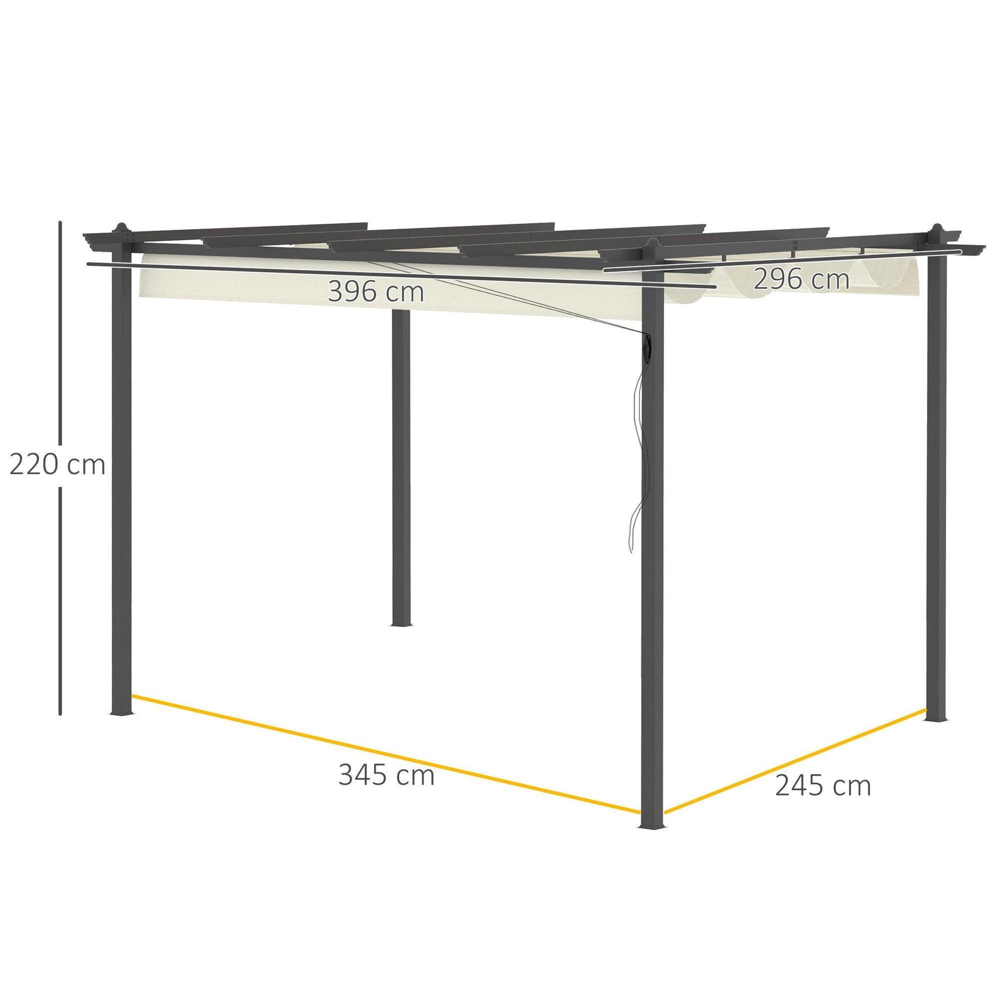 Outsunny Aluminum Pergola Gazebo: Retractable Roof, Cream - ALL4U RETAILER LTD