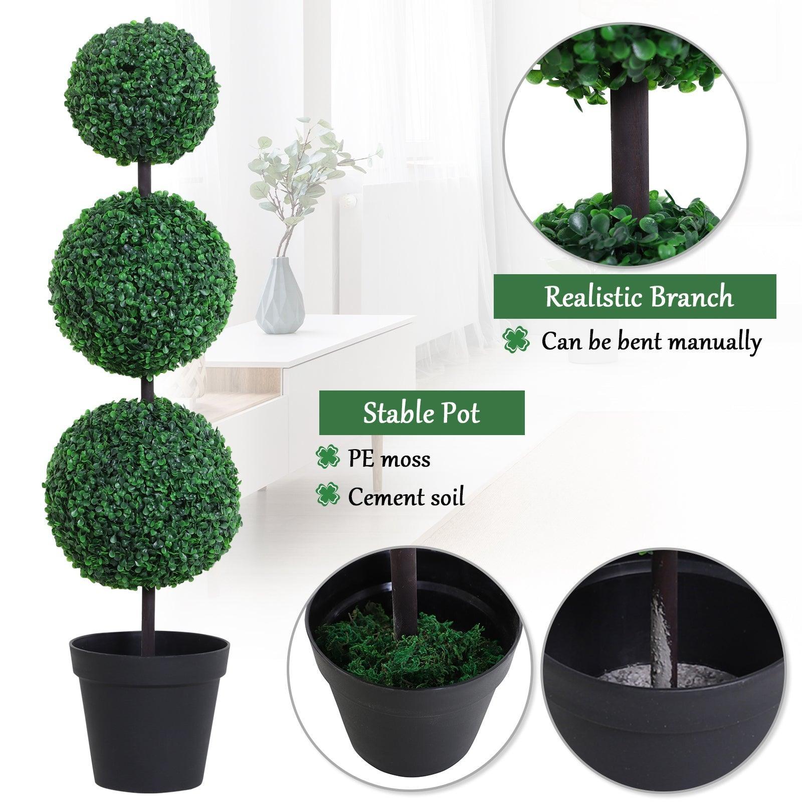 Outsunny Artificial Boxwood Ball Topiary Trees - Indoor/Outdoor Décor - ALL4U RETAILER LTD