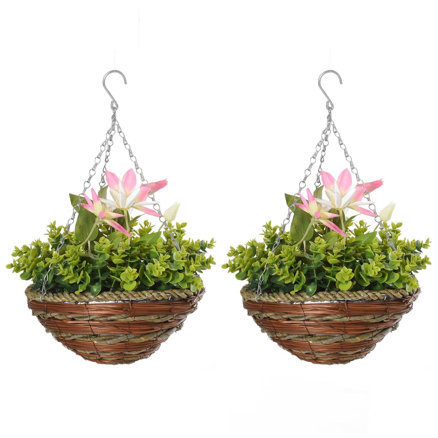 Outsunny Artificial Clematis Flowers Hanging Planter - ALL4U RETAILER LTD