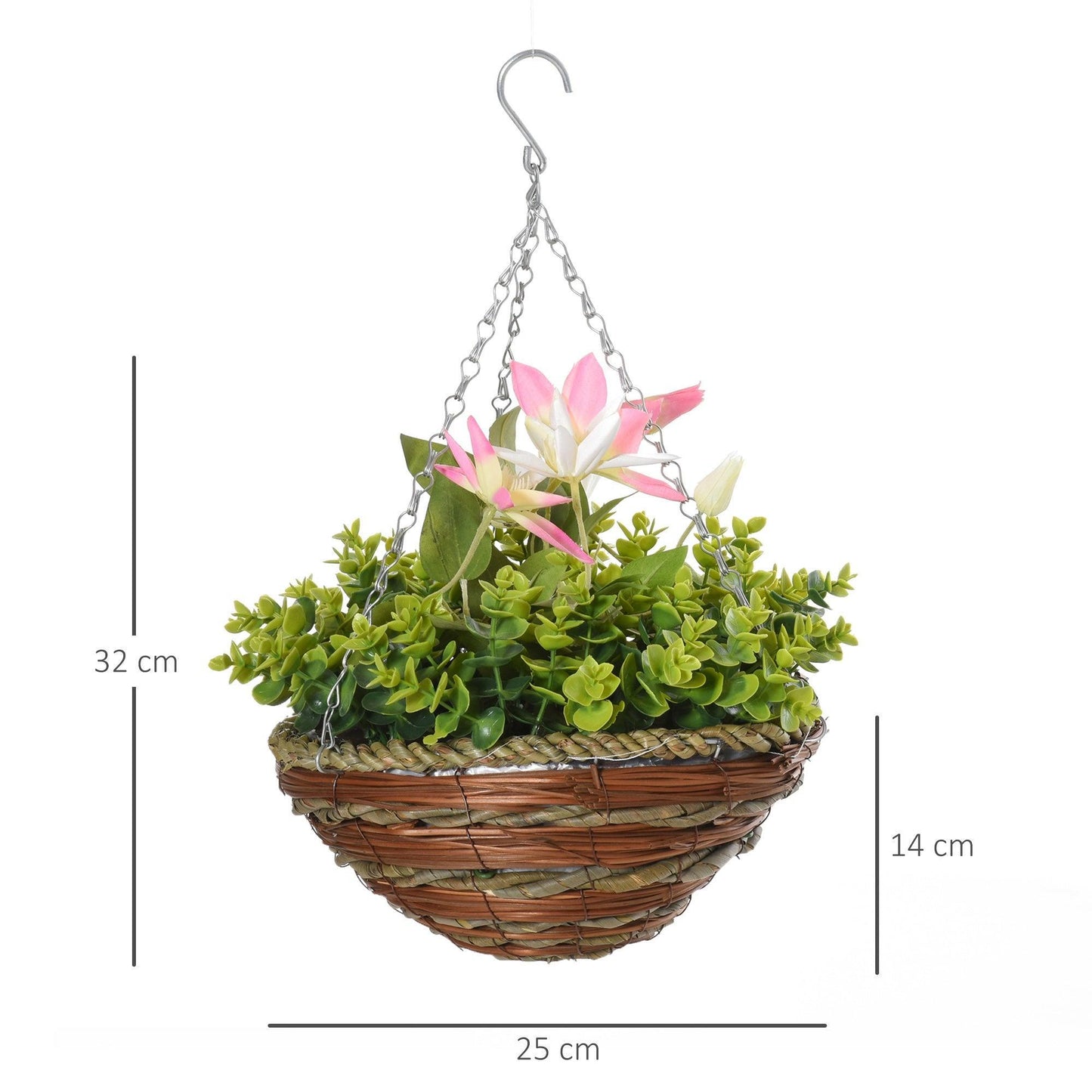 Outsunny Artificial Clematis Flowers Hanging Planter - ALL4U RETAILER LTD