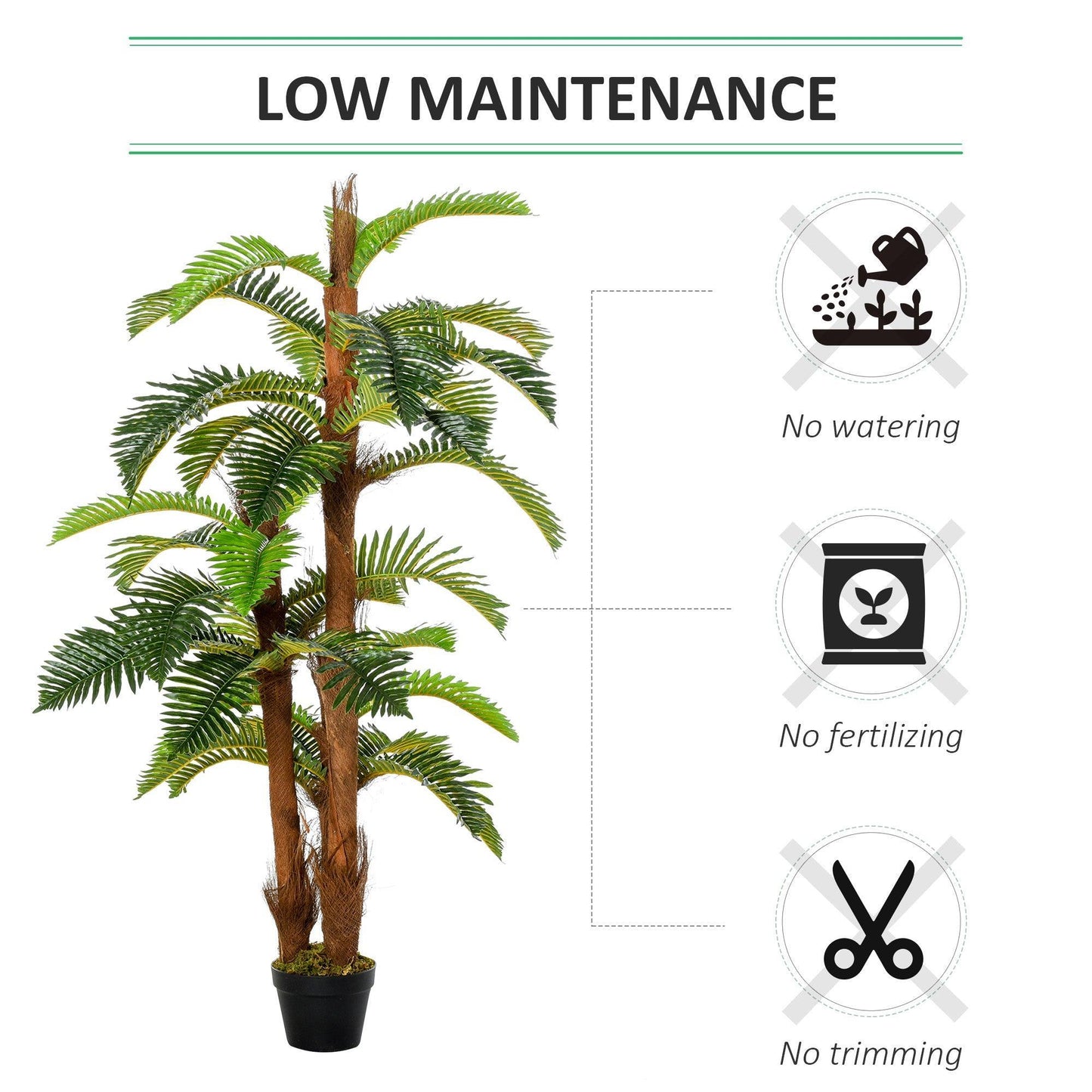 Outsunny Artificial Fern Tree Plant - 5FT Tall, 36 Leaves - ALL4U RETAILER LTD