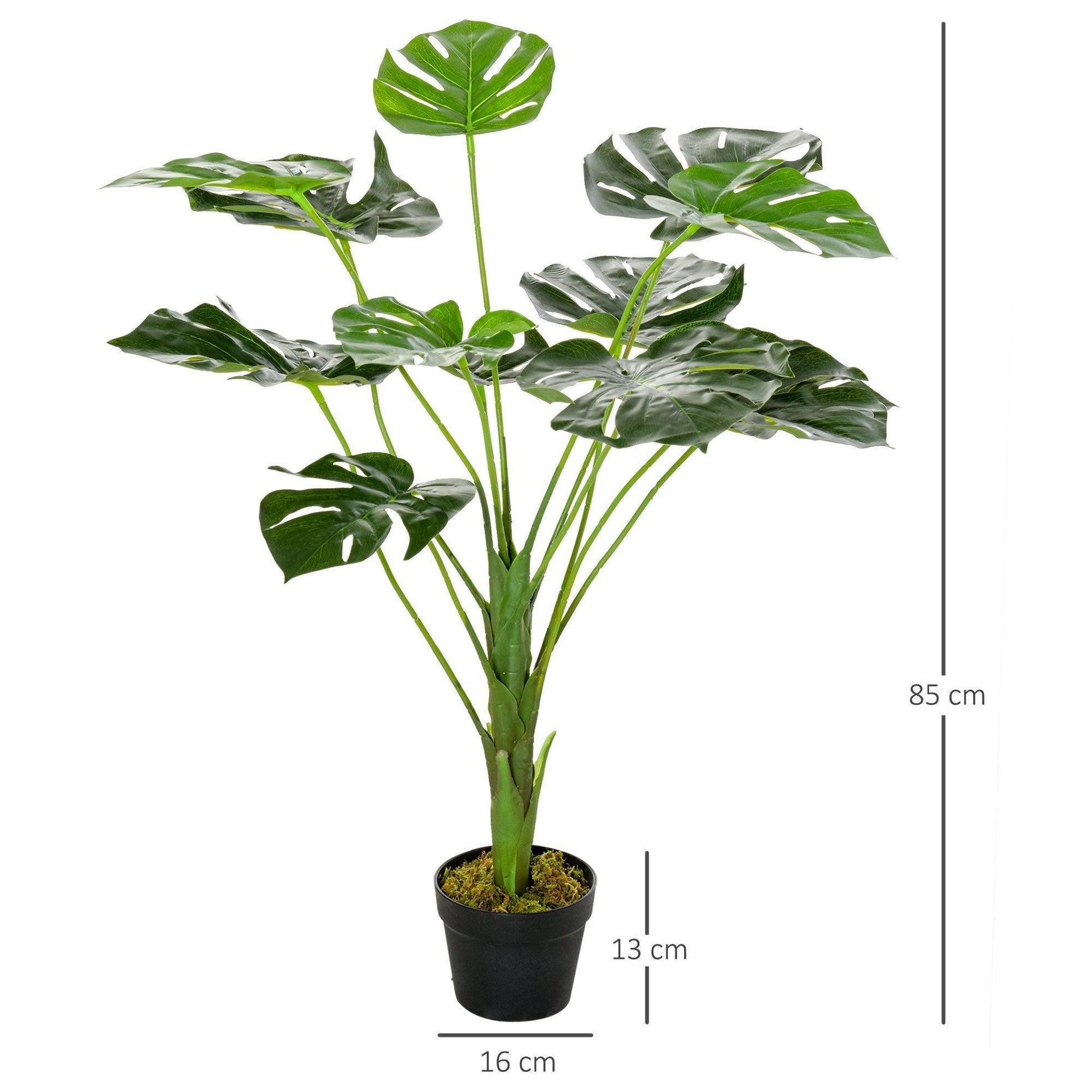 Outsunny Artificial Monstera Tree - 13 Leaves, Indoor Outdoor Décor - ALL4U RETAILER LTD