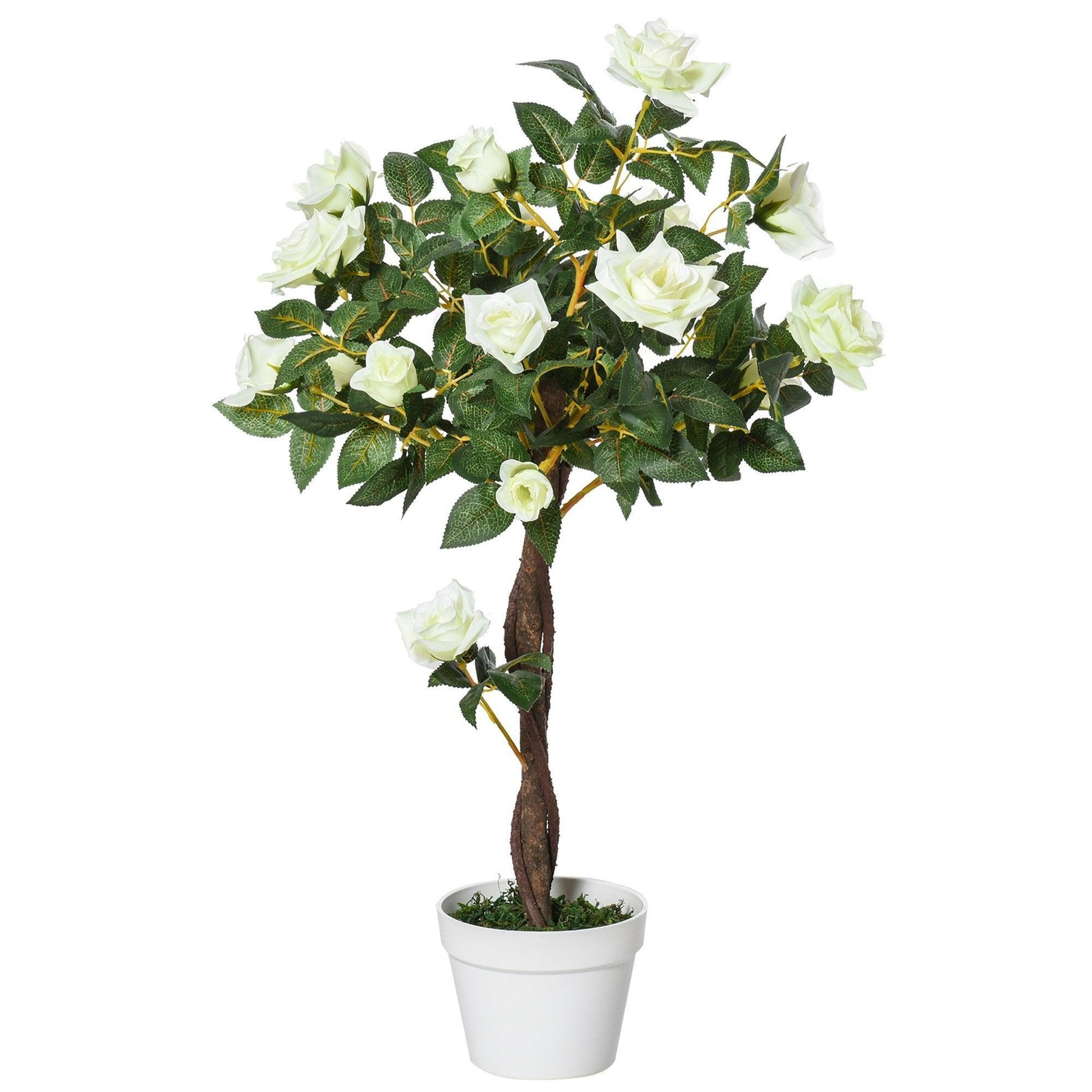 Outsunny Artificial Rose Tree Fake Plant - 3FT Indoor/Outdoor Décor - ALL4U RETAILER LTD