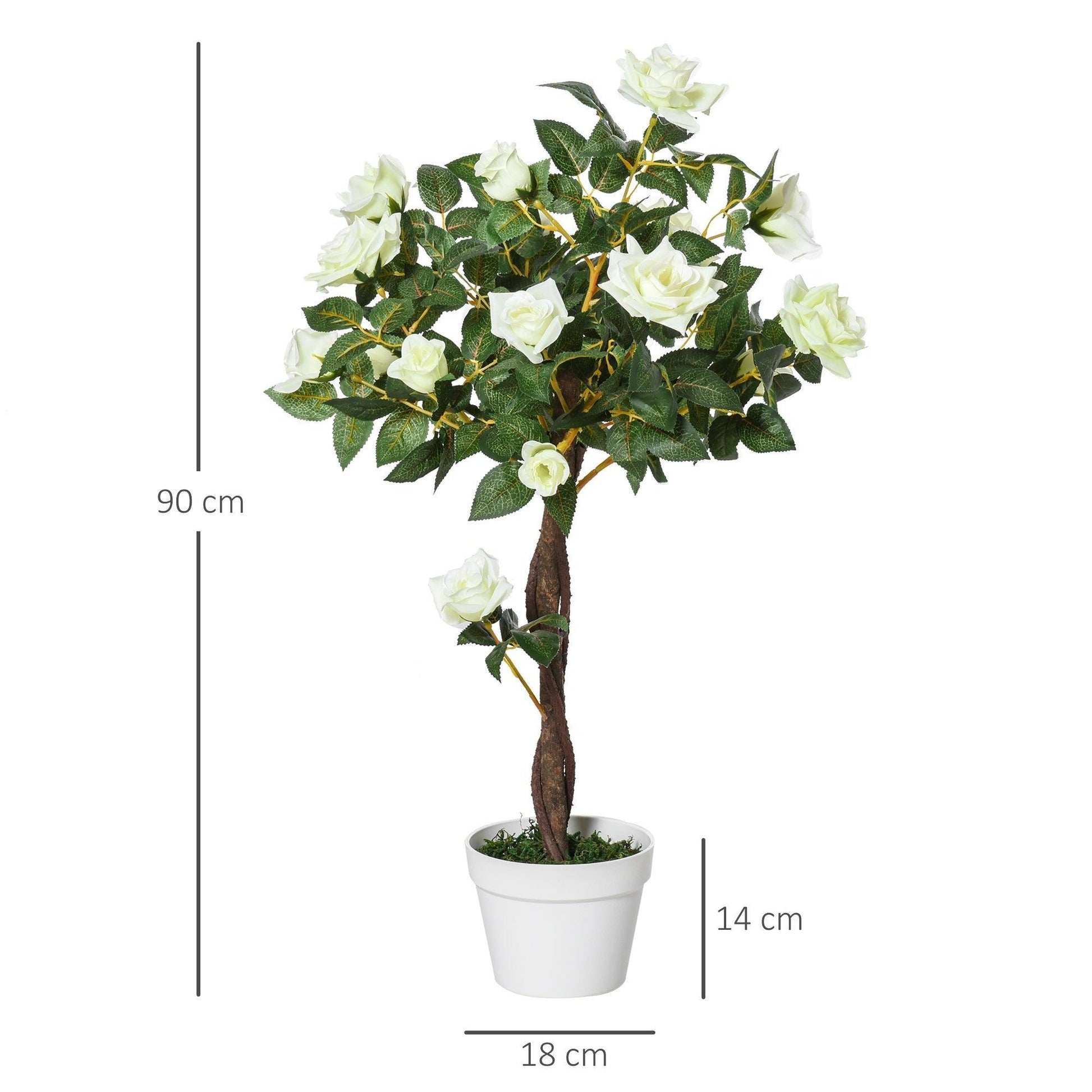 Outsunny Artificial Rose Tree Fake Plant - 3FT Indoor/Outdoor Décor - ALL4U RETAILER LTD