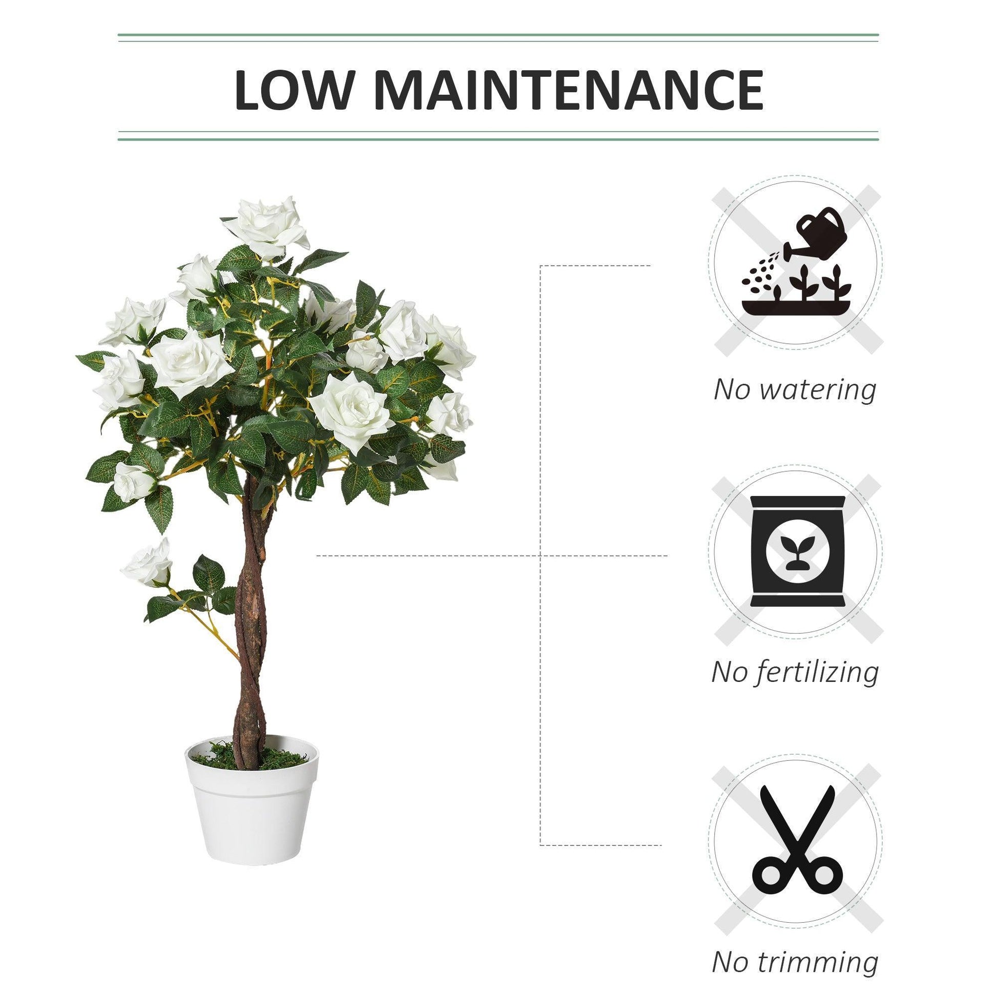 Outsunny Artificial Rose Tree Fake Plant - 3FT Indoor/Outdoor Décor - ALL4U RETAILER LTD