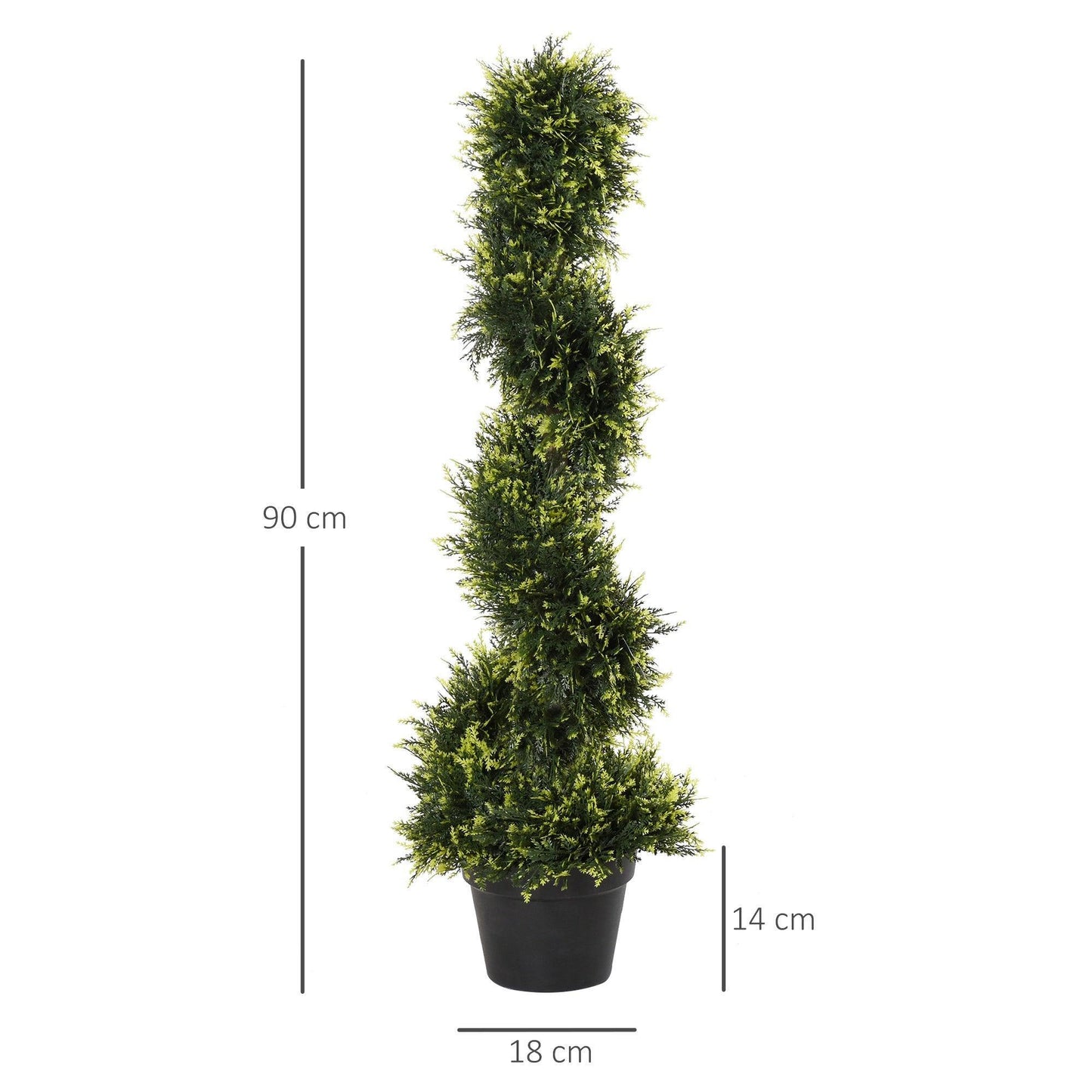 Outsunny Artificial Spiral Topiary Trees - Set of 2 - 3FT - ALL4U RETAILER LTD