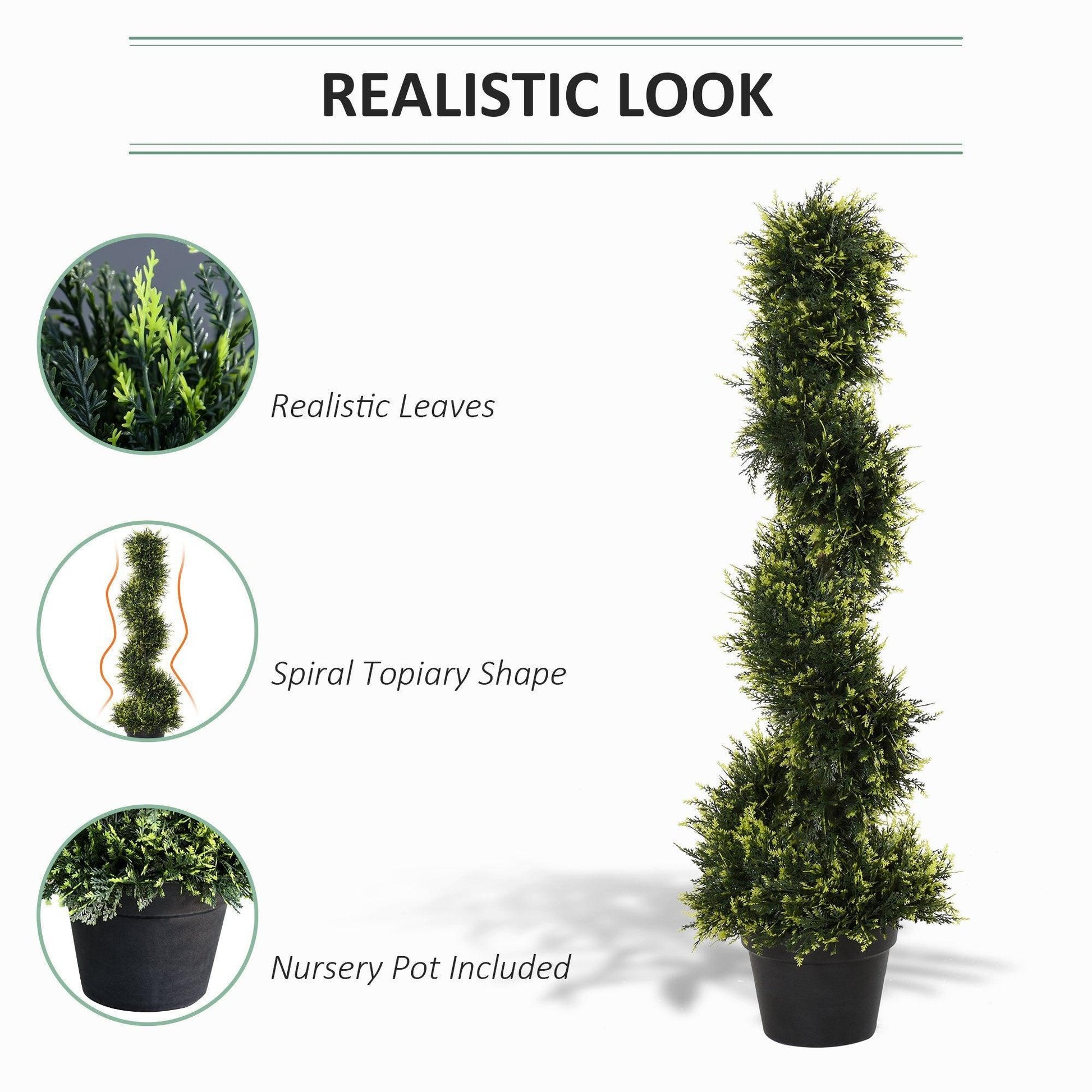 Outsunny Artificial Spiral Topiary Trees - Set of 2 - 3FT - ALL4U RETAILER LTD