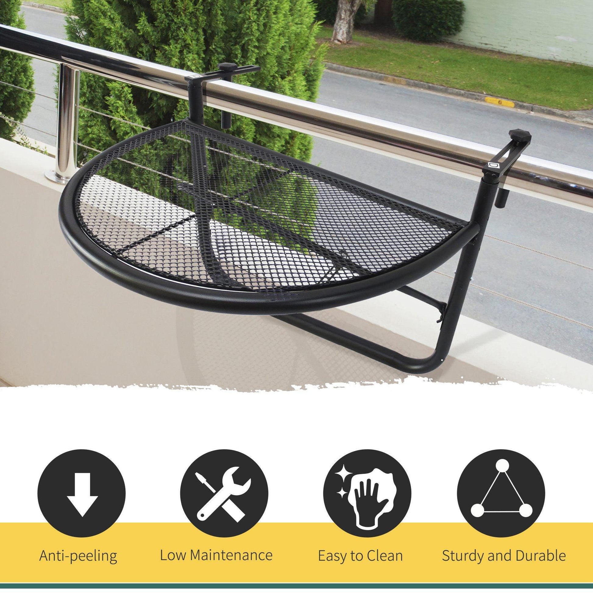 Outsunny Attachable Hanging Coffee Table - Adjustable Metal Side Table - ALL4U RETAILER LTD