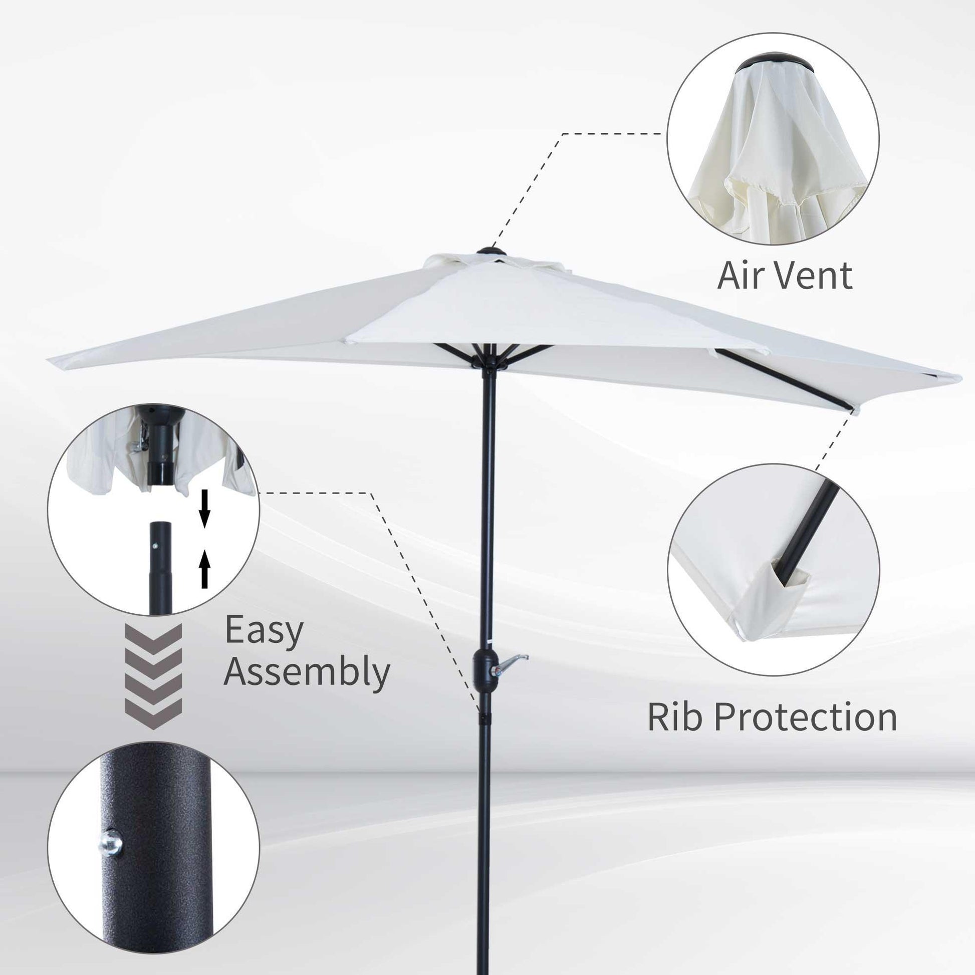 Outsunny Balcony Half Parasol - Cream White - ALL4U RETAILER LTD