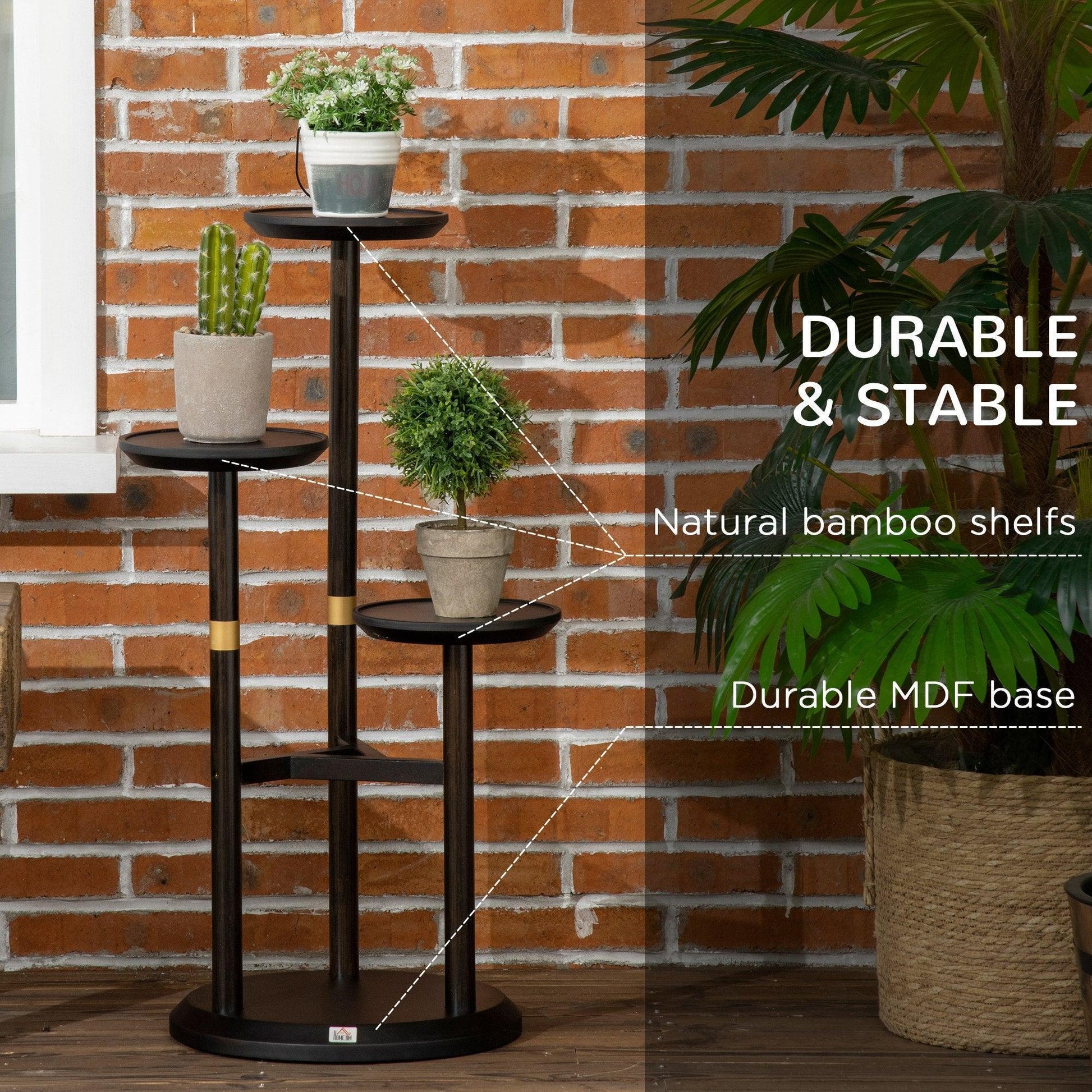 Outsunny Bamboo Plant Shelf Rack, 3-Tier Display Stand - ALL4U RETAILER LTD