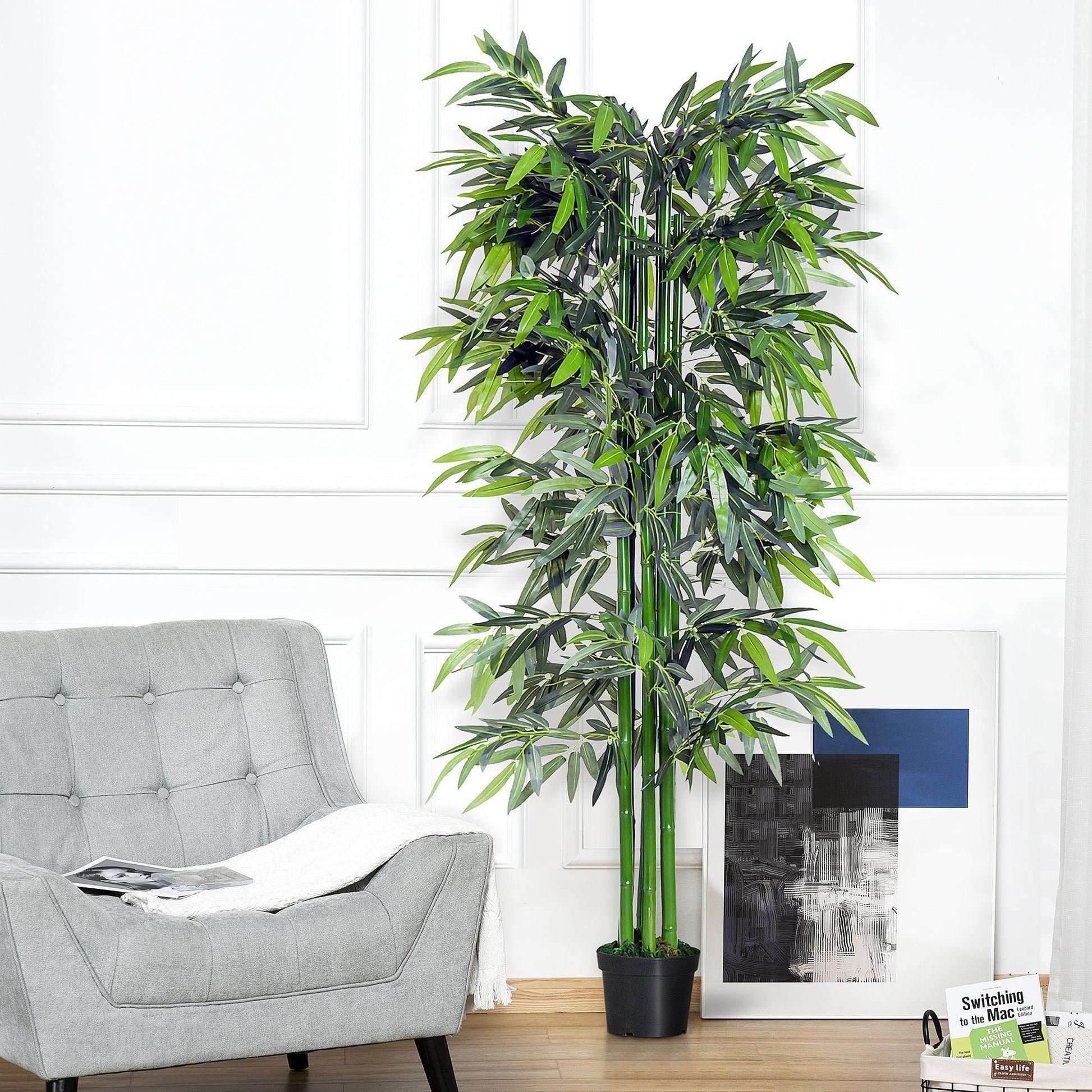 Outsunny Bamboo Tree Plant - 6ft Greenery in Pot - ALL4U RETAILER LTD