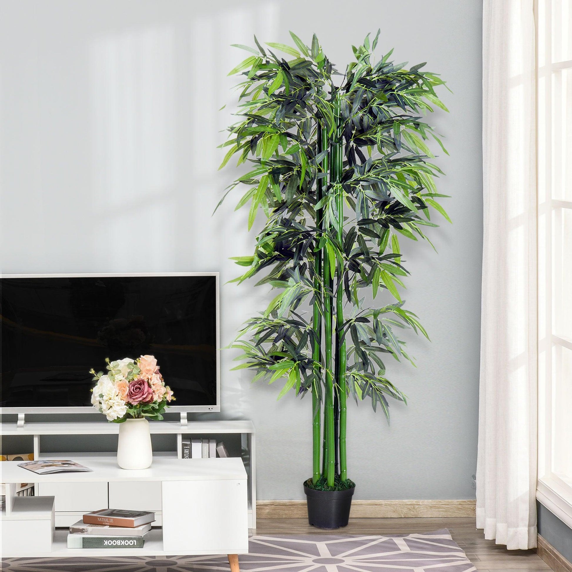 Outsunny Bamboo Tree Plant - 6ft Greenery in Pot - ALL4U RETAILER LTD