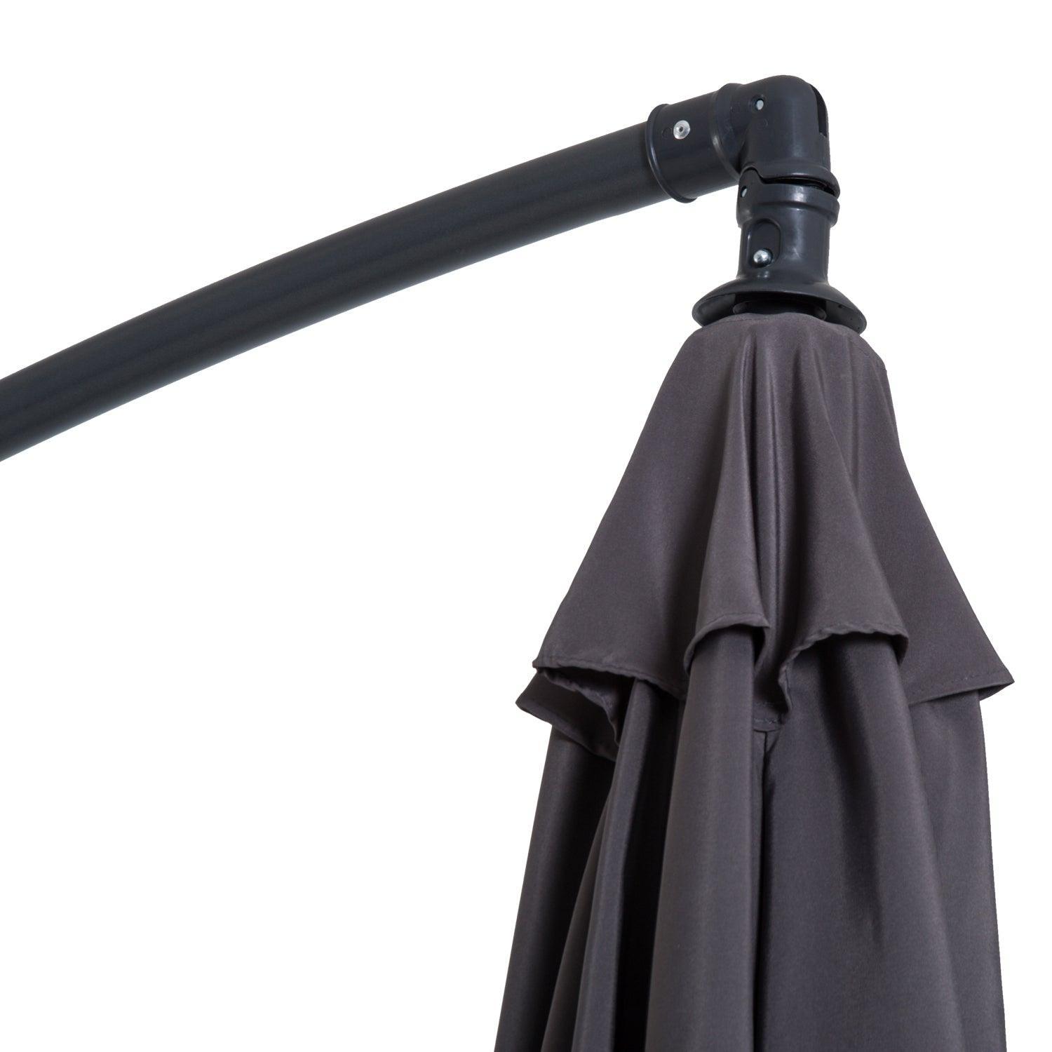 Outsunny Banana Patio Umbrella with Crank Handle - Grey - ALL4U RETAILER LTD