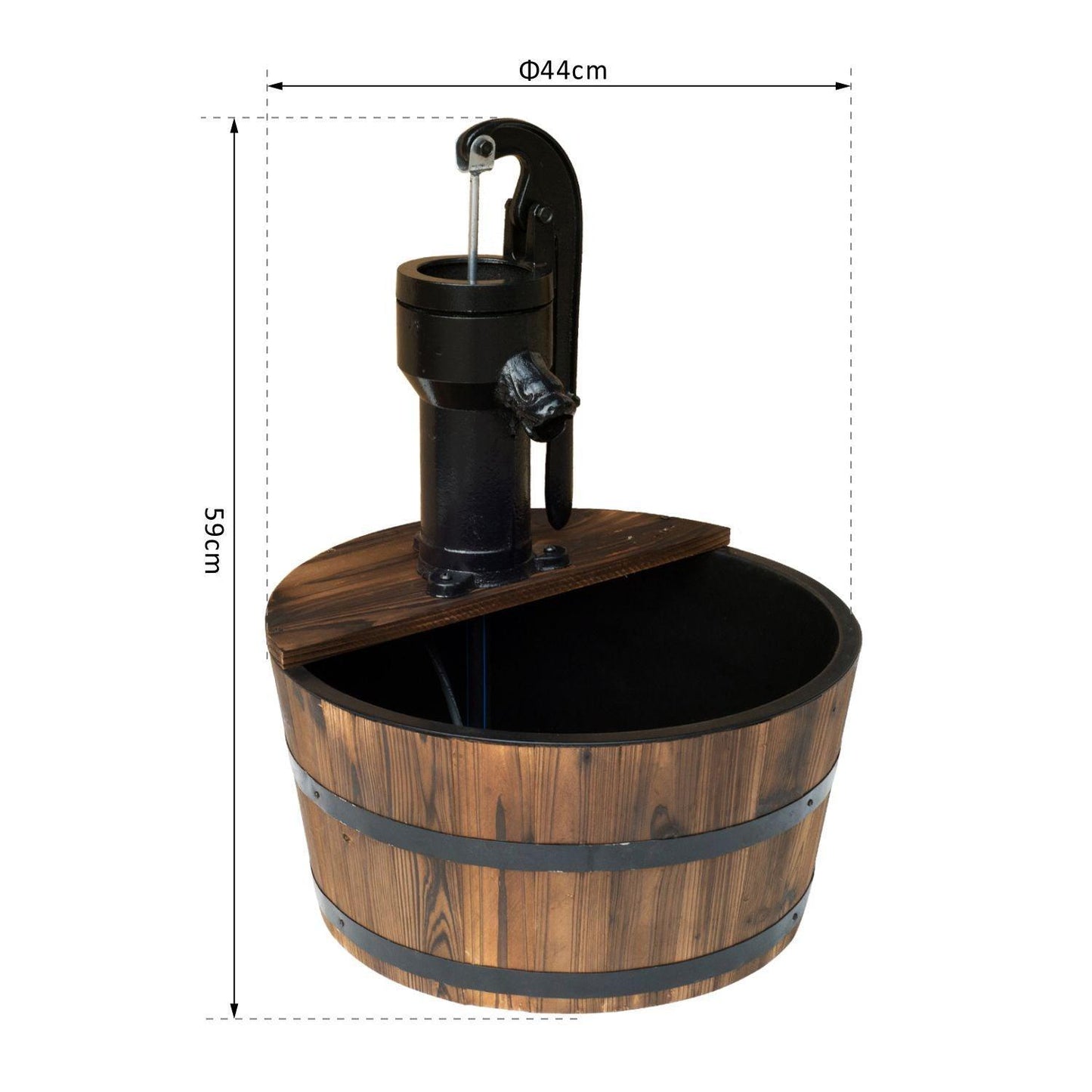 Outsunny Barrel Water Fountain - Garden Decor - ALL4U RETAILER LTD