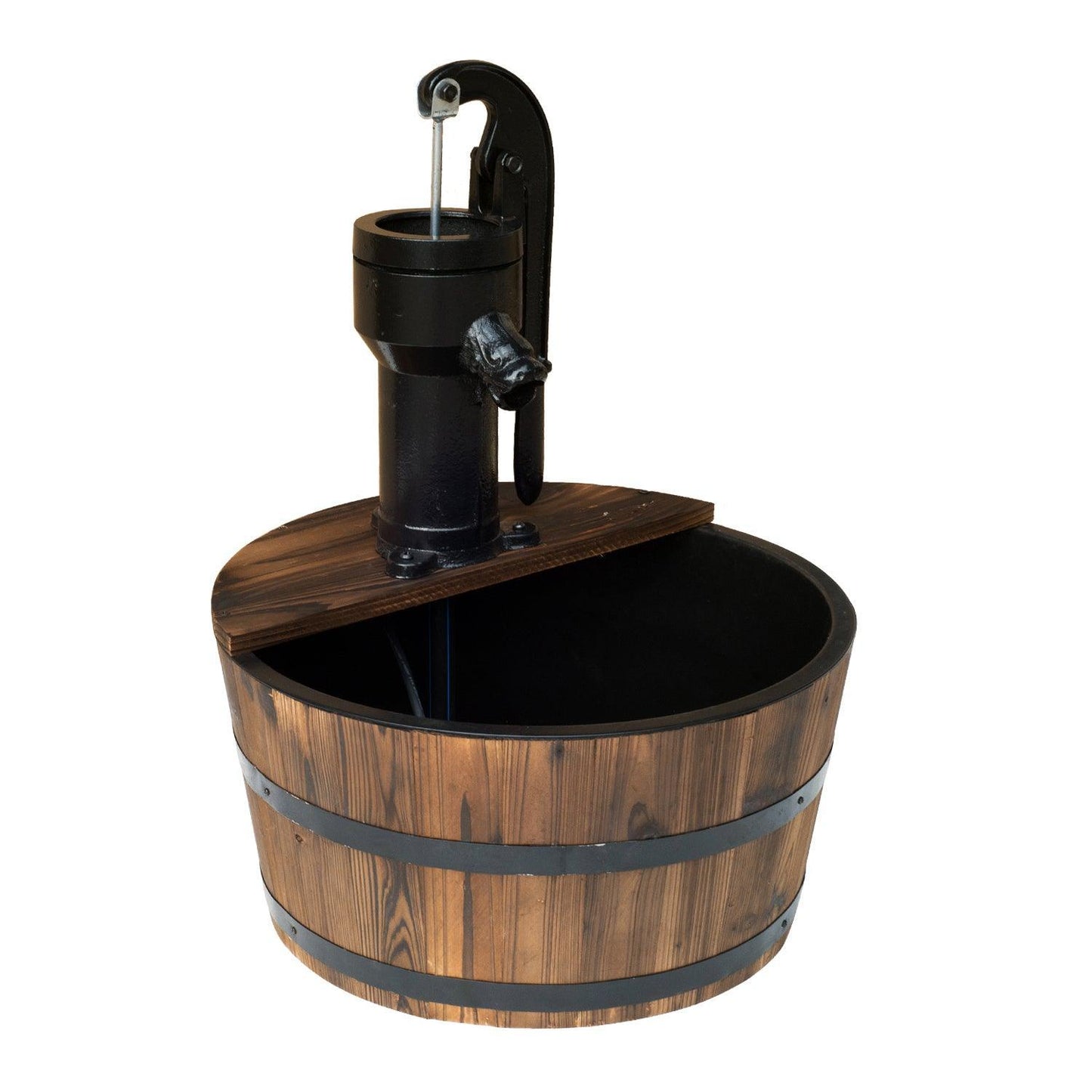 Outsunny Barrel Water Fountain - Garden Decor - ALL4U RETAILER LTD