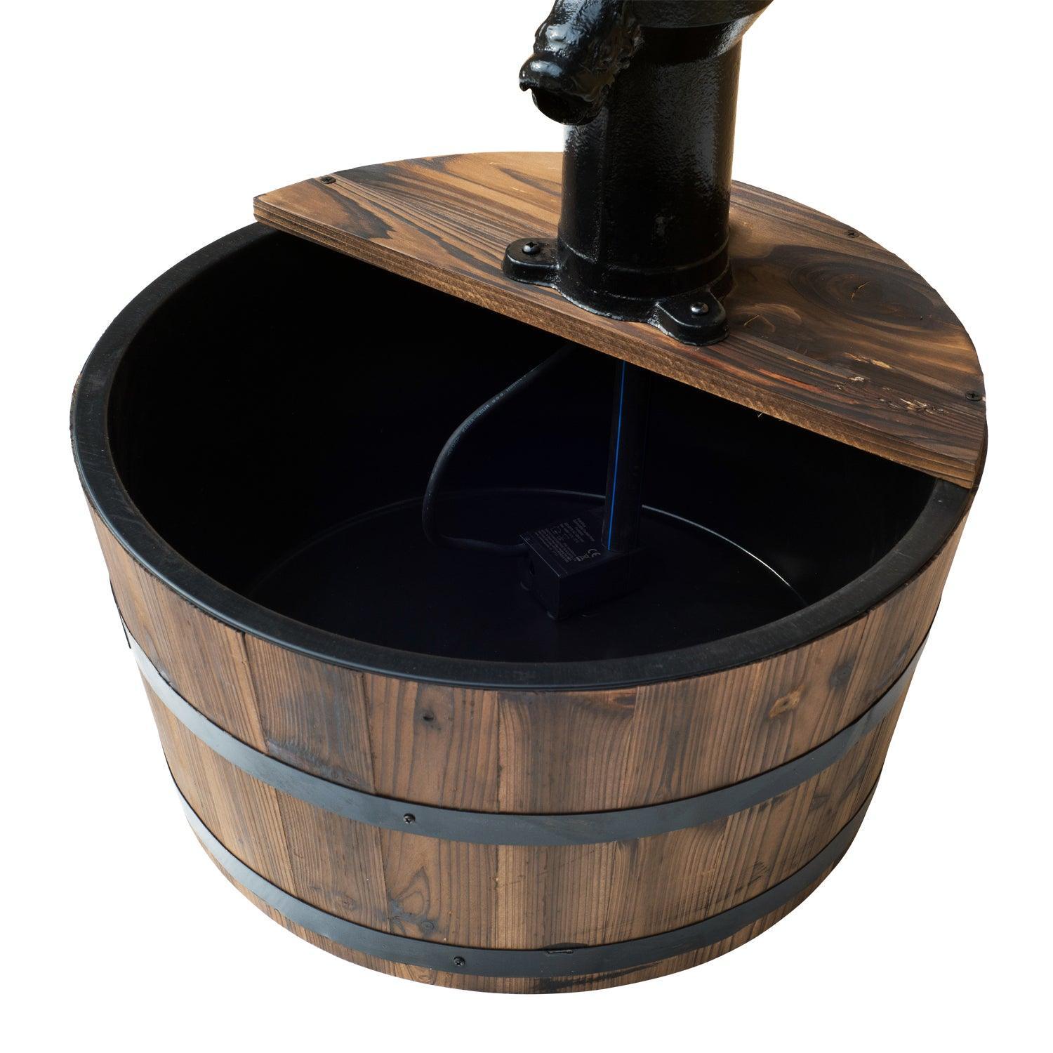 Outsunny Barrel Water Fountain - Garden Decor - ALL4U RETAILER LTD