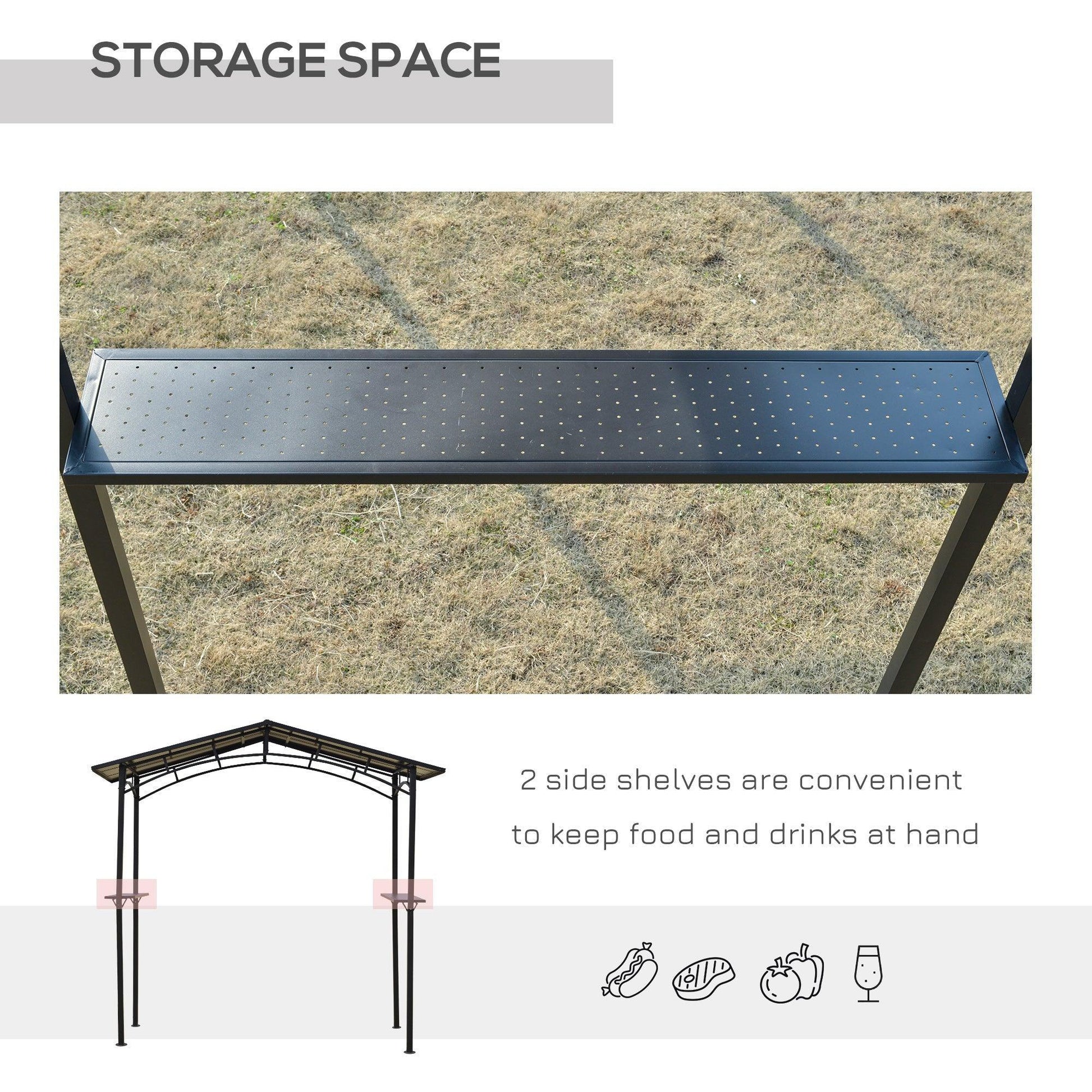 Outsunny BBQ Gazebo Tent with Hardtop Roof - 8ft x 5ft - ALL4U RETAILER LTD