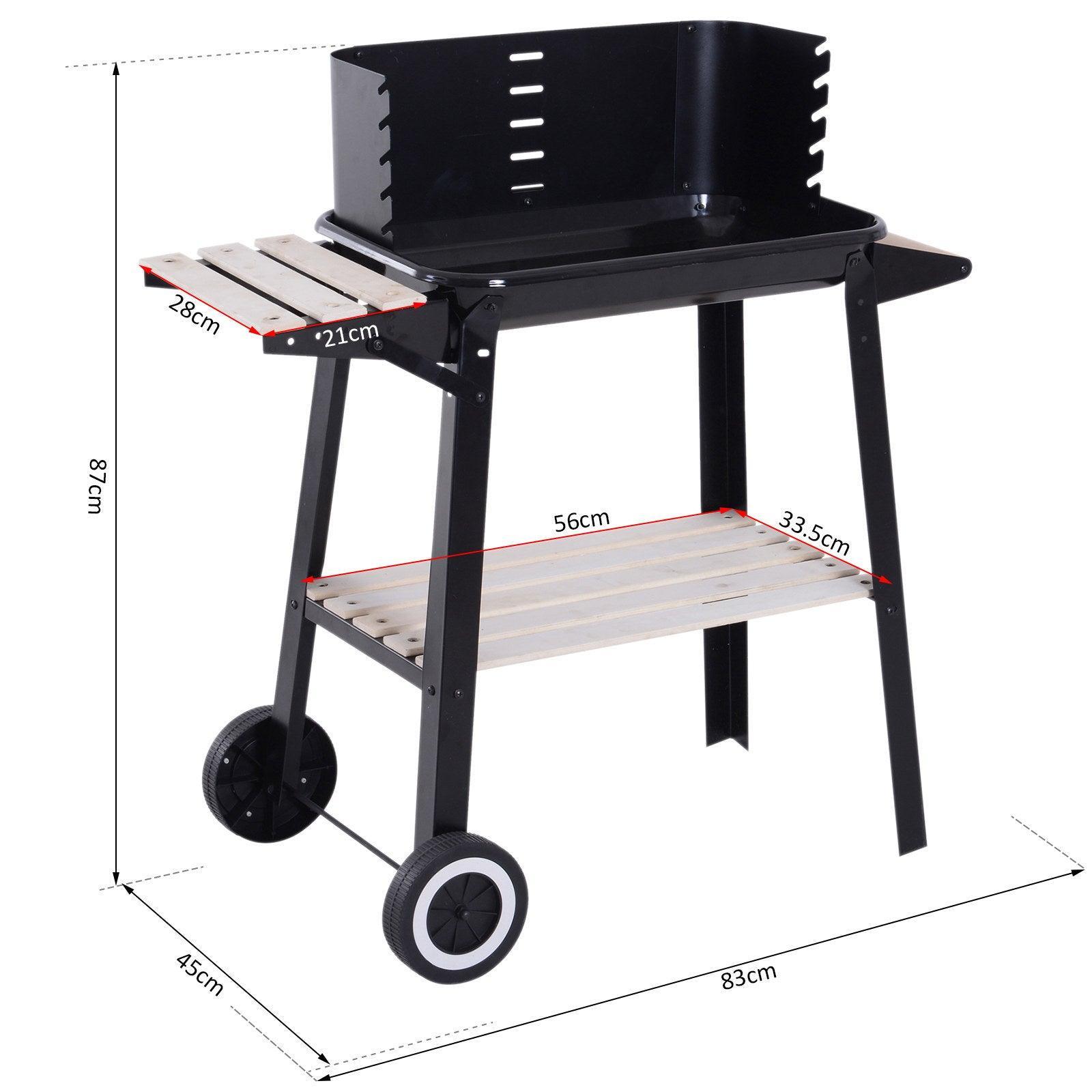 Outsunny BBQ Grill Charcoal Barbecue Smoker with Side Trays - ALL4U RETAILER LTD