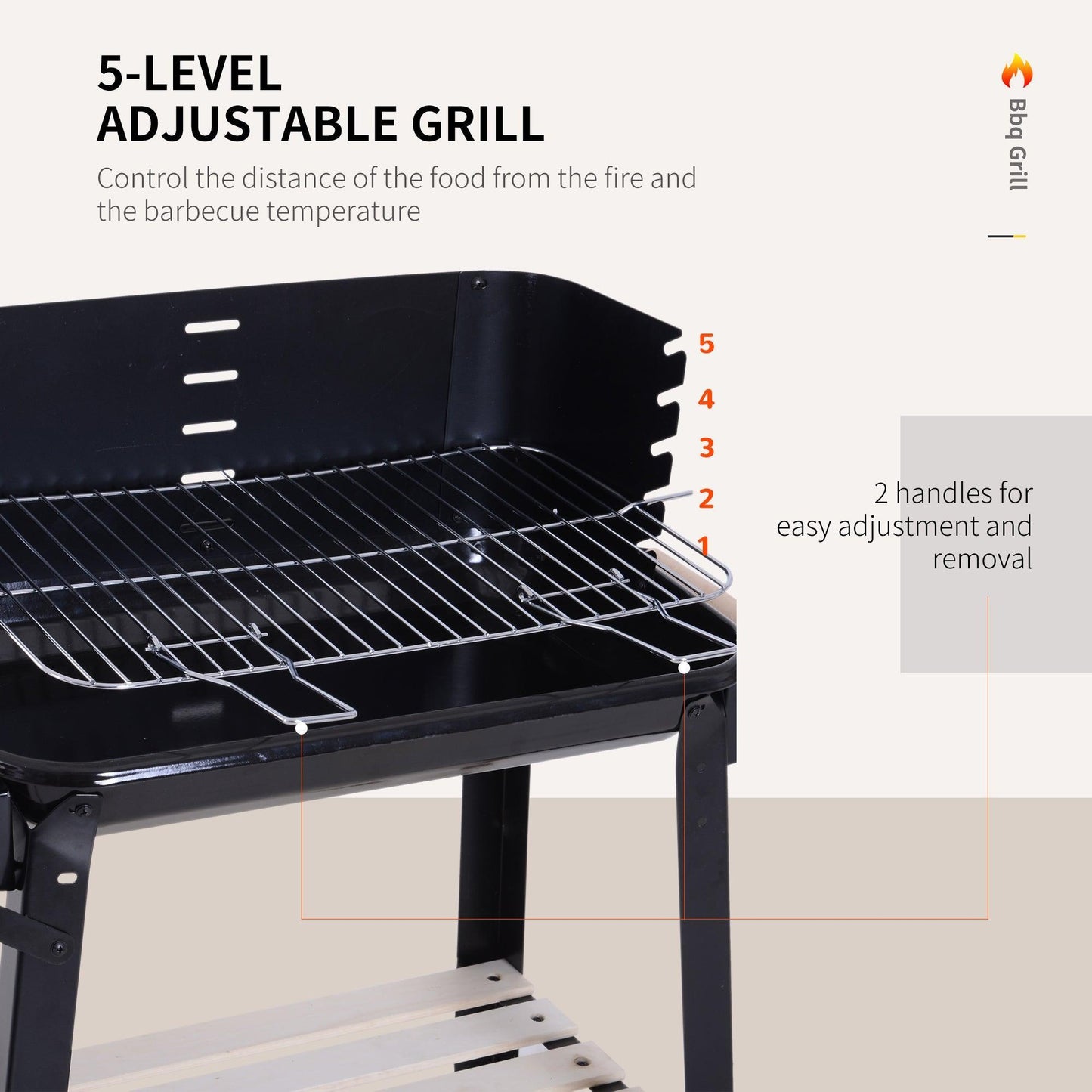 Outsunny BBQ Grill Charcoal Barbecue Smoker with Side Trays - ALL4U RETAILER LTD