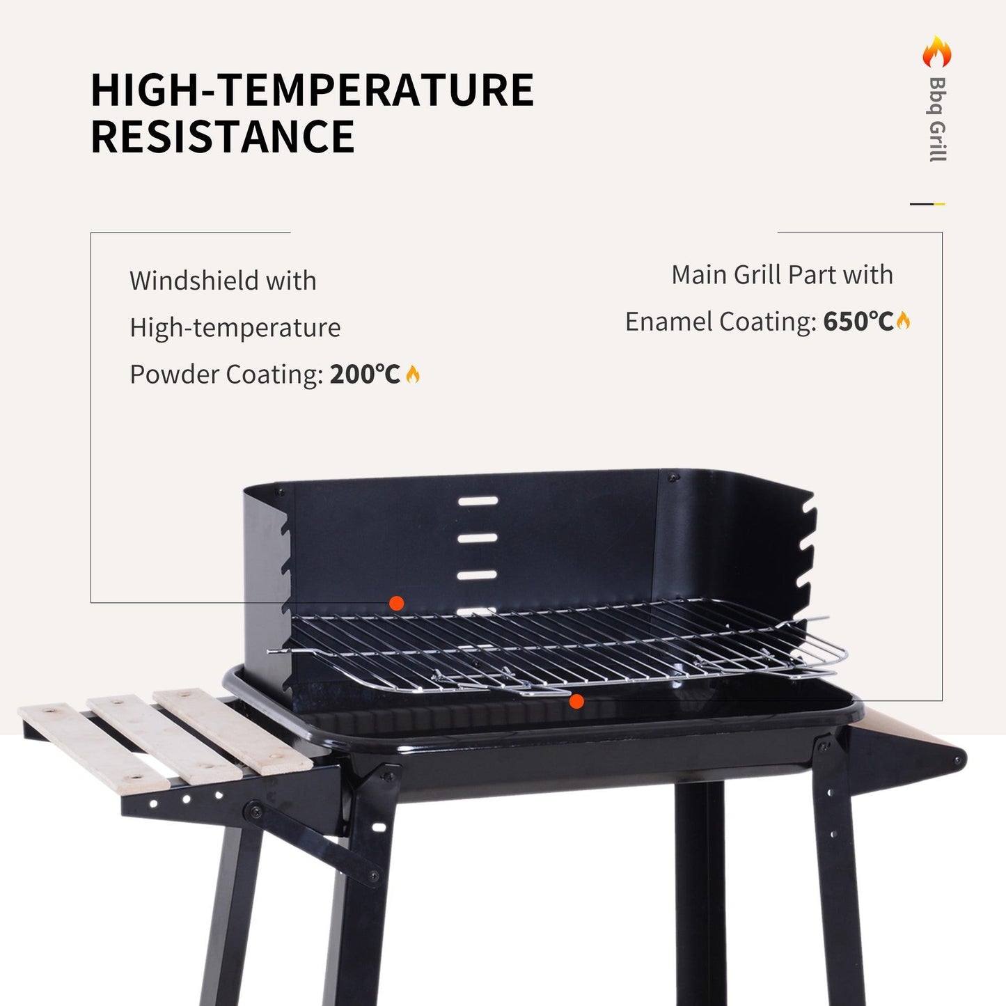 Outsunny BBQ Grill Charcoal Barbecue Smoker with Side Trays - ALL4U RETAILER LTD