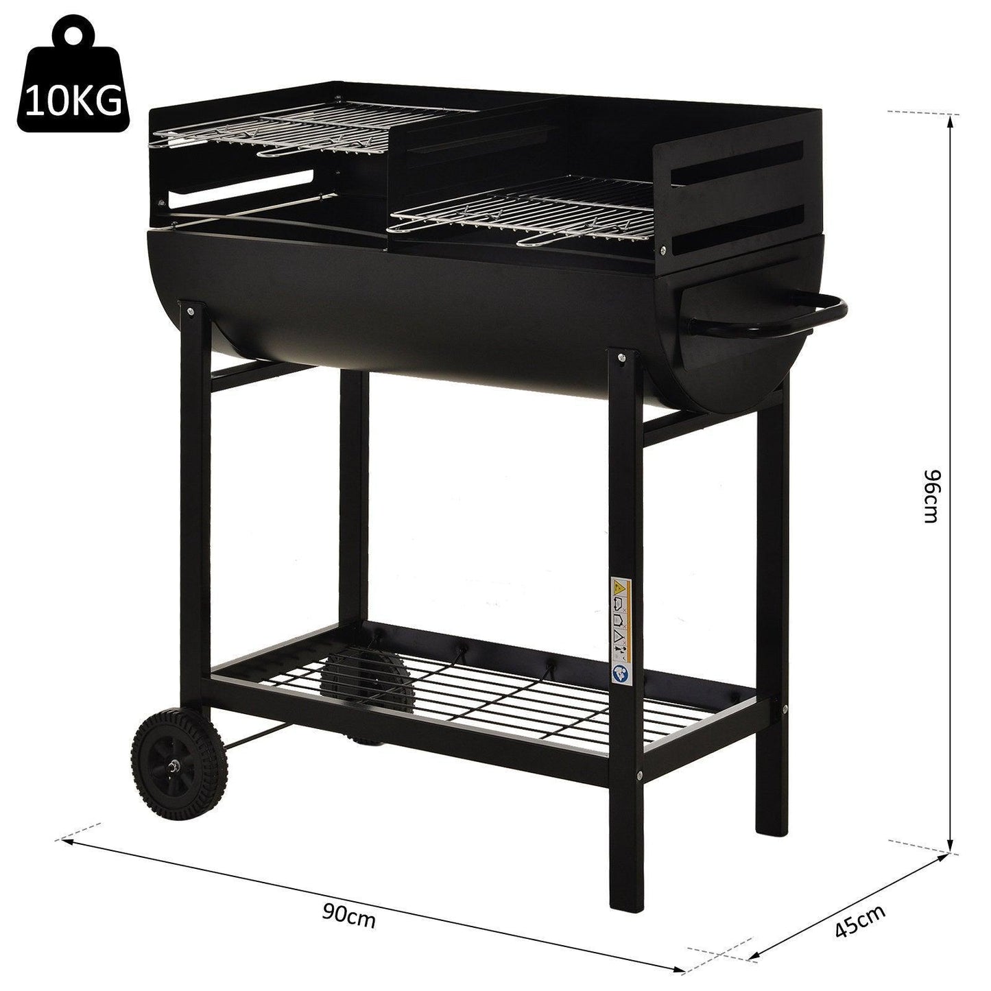 Outsunny BBQ Grill: Dual Grill, Heat-resistant - Black - ALL4U RETAILER LTD