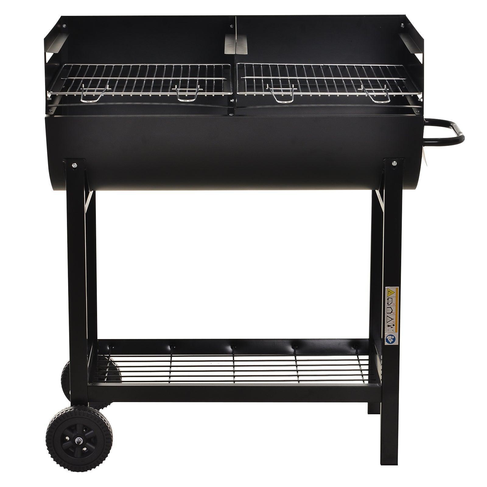 Outsunny BBQ Grill: Dual Grill, Heat-resistant - Black - ALL4U RETAILER LTD