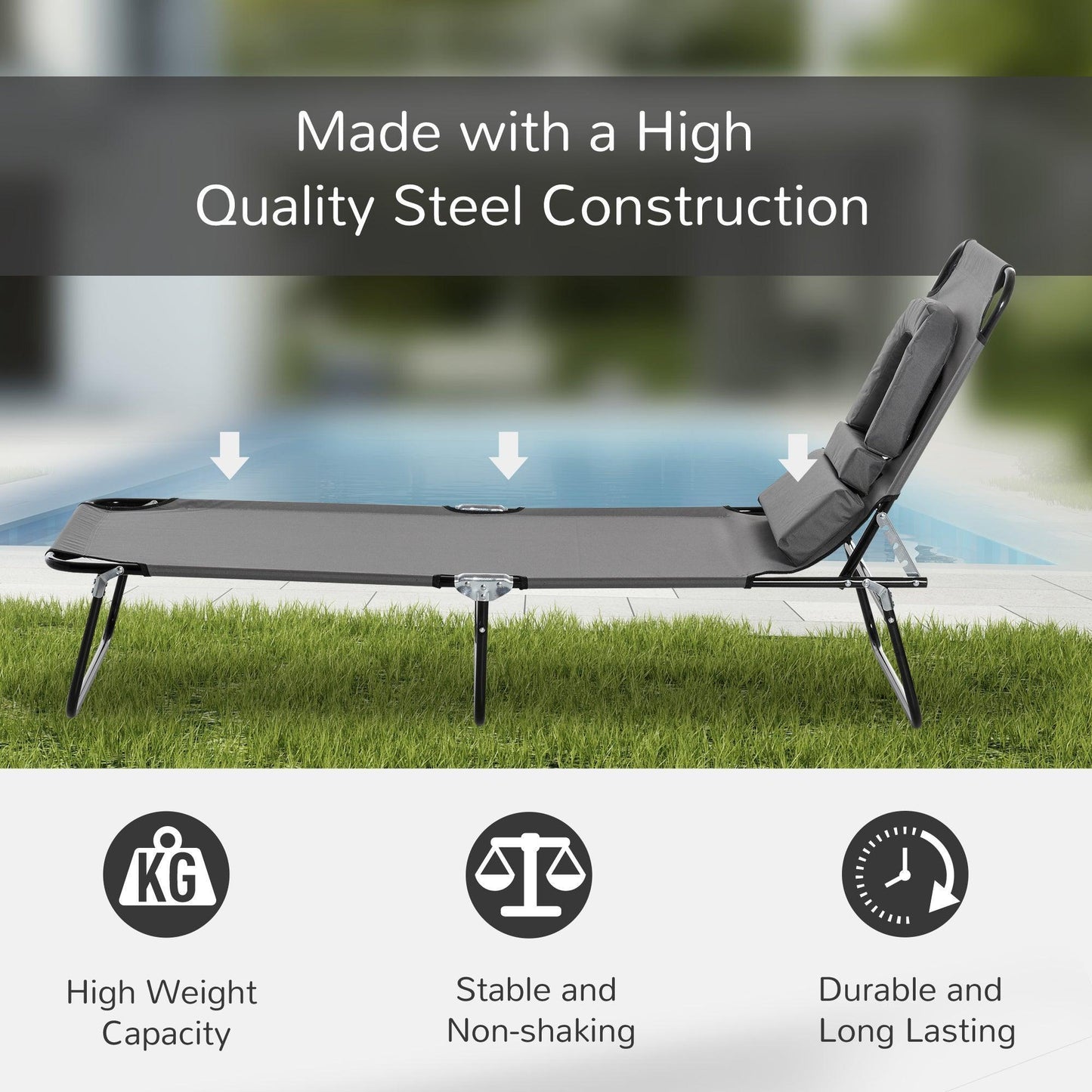 Outsunny Beach Chair: Foldable, Reclining & Adjustable - ALL4U RETAILER LTD