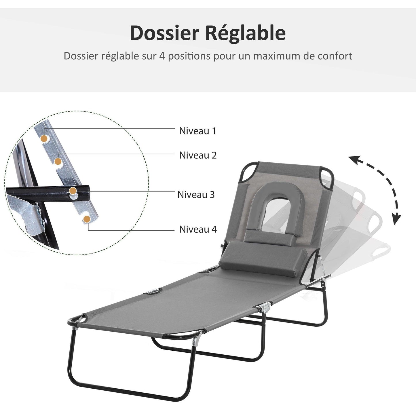 Outsunny Beach Chair: Foldable, Reclining & Adjustable - ALL4U RETAILER LTD