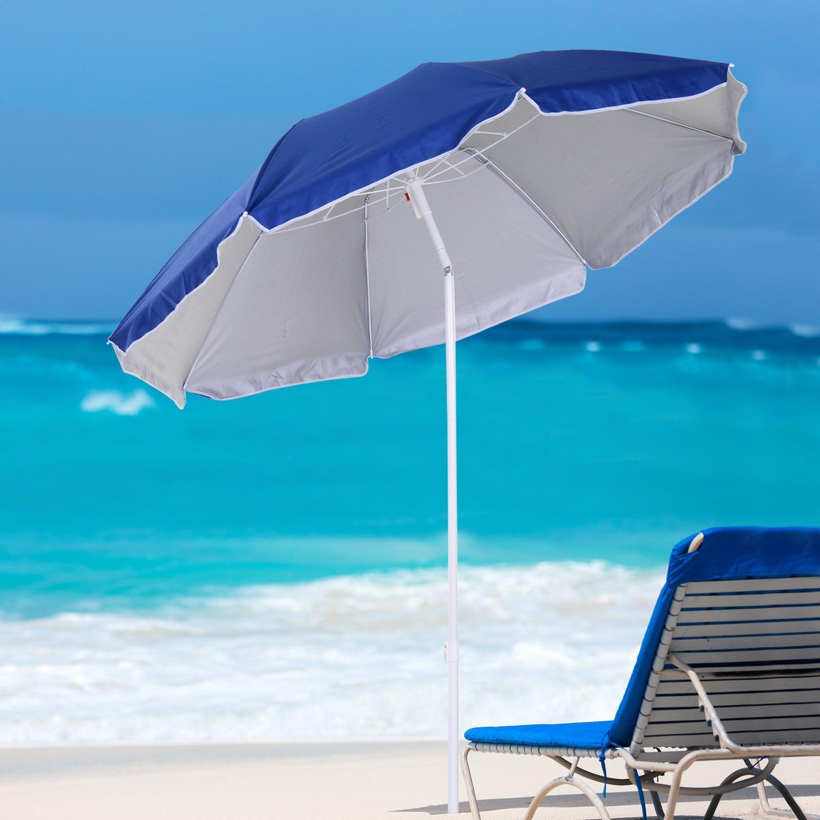 Outsunny Beach Parasol: 1.7m x 2m Blue - ALL4U RETAILER LTD