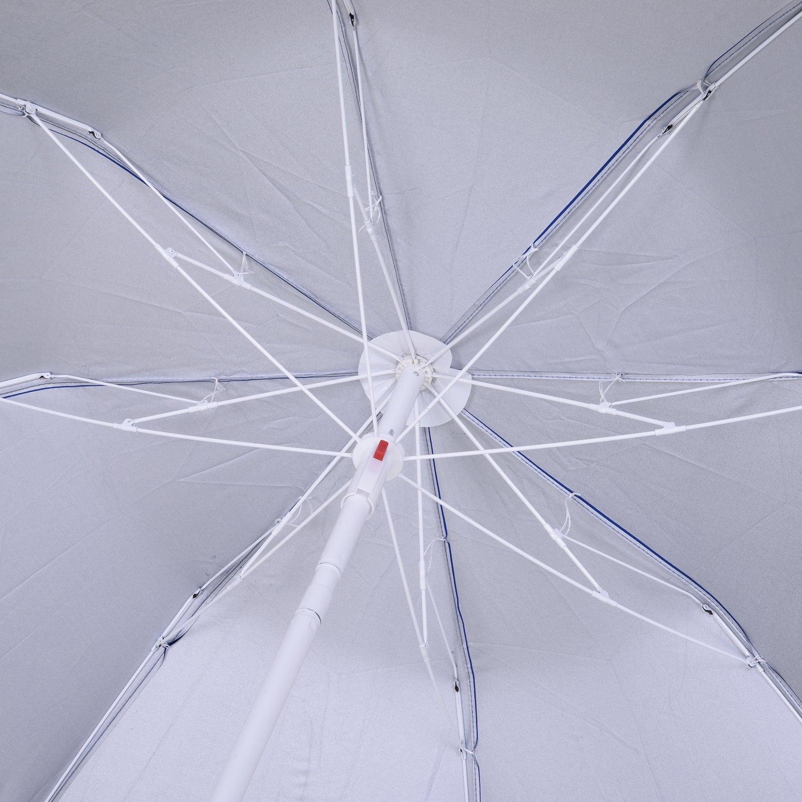 Outsunny Beach Parasol: 1.7m x 2m Blue - ALL4U RETAILER LTD